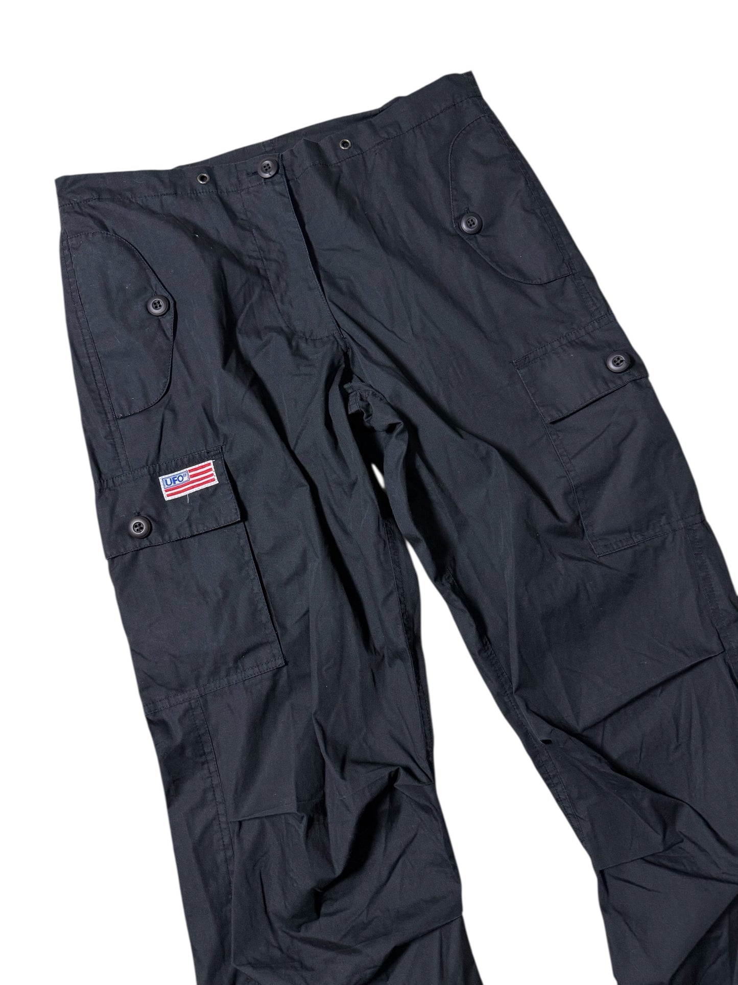 Vintage UFO Black Tactical Cargo Pants Multi-Pocket