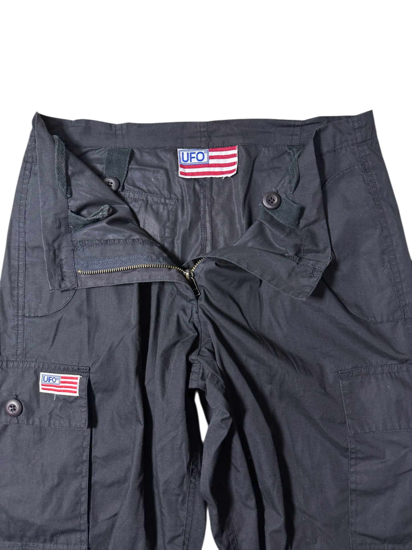 Vintage UFO Black Tactical Cargo Pants Multi-Pocket