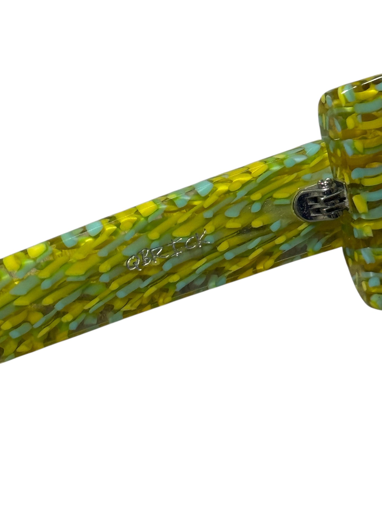 QBRICK Japanese Designer Sunglasses Yellow Green Confetti Frame