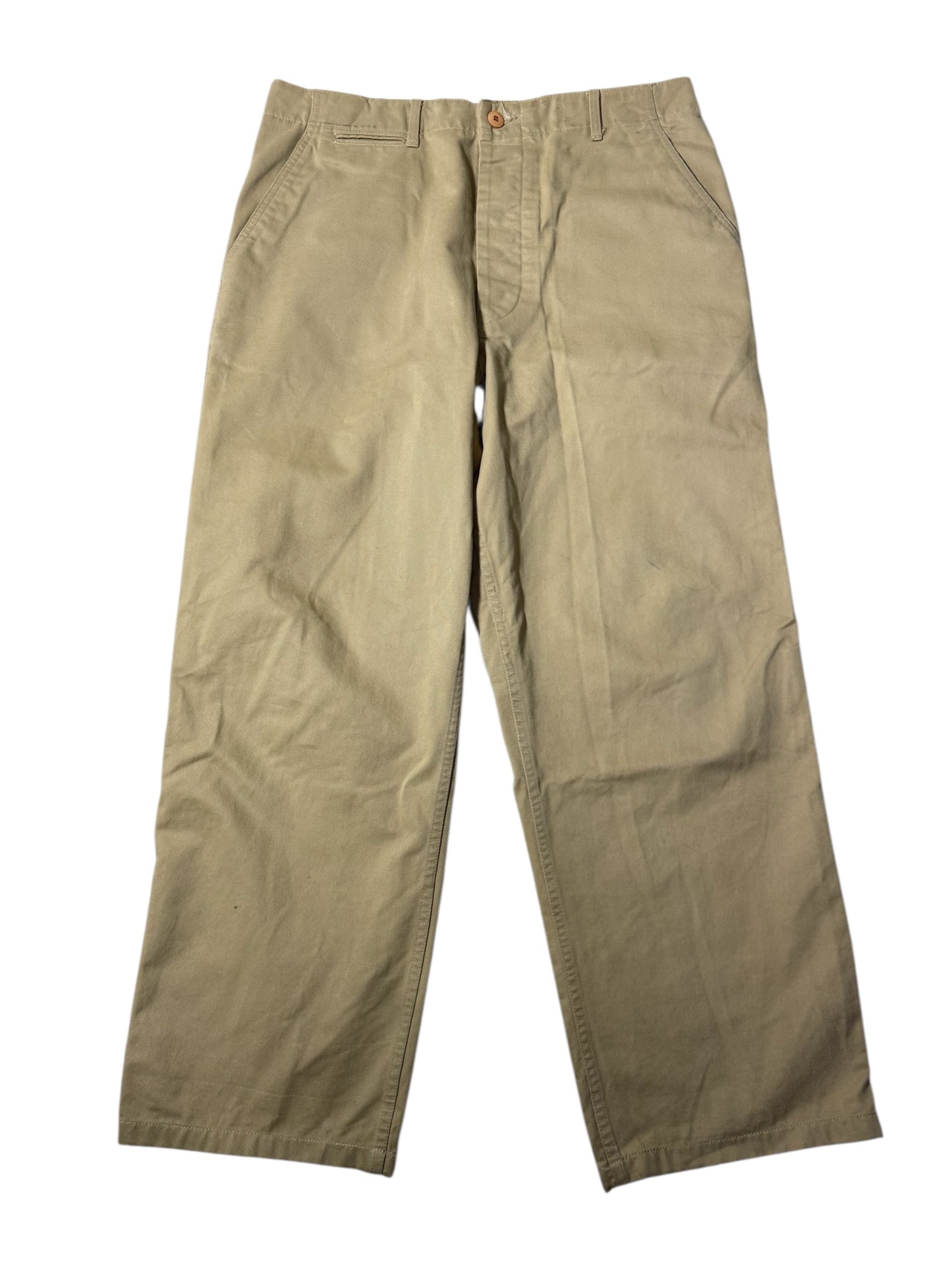 Vintage 1970s–80s Brents Button-Fly Chino Pants USA Made Workwear Khaki Trousers
