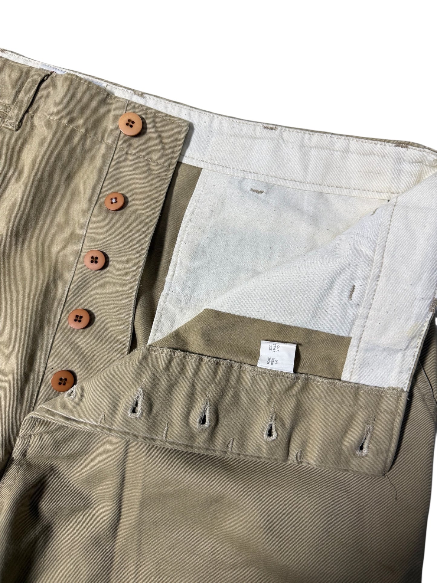 Vintage 1970s–80s Brents Button-Fly Chino Pants USA Made Workwear Khaki Trousers