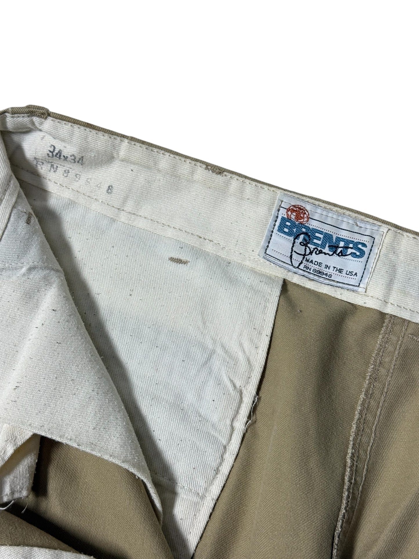 Vintage 1970s–80s Brents Button-Fly Chino Pants USA Made Workwear Khaki Trousers