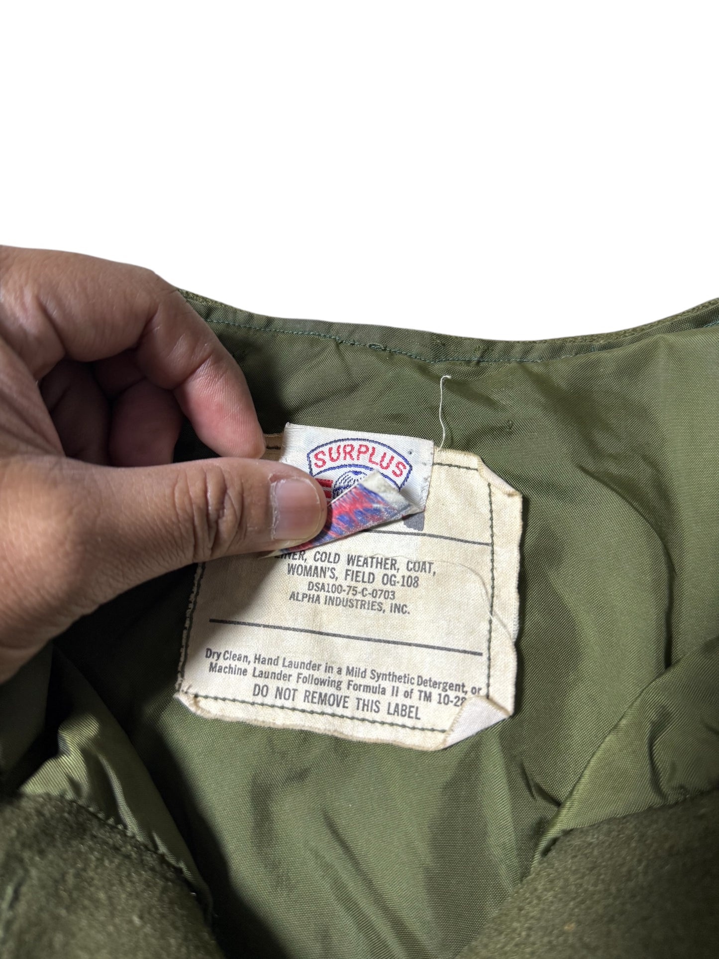 Vintage 1975 US Army Women’s OG-108 Field Coat Alpha Industries Military Surplus