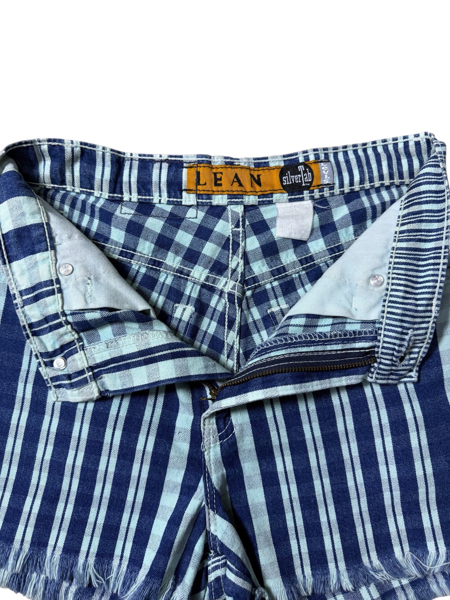 Vintage 1990s Levis SilverTab Striped Denim Shorts  Cut Off