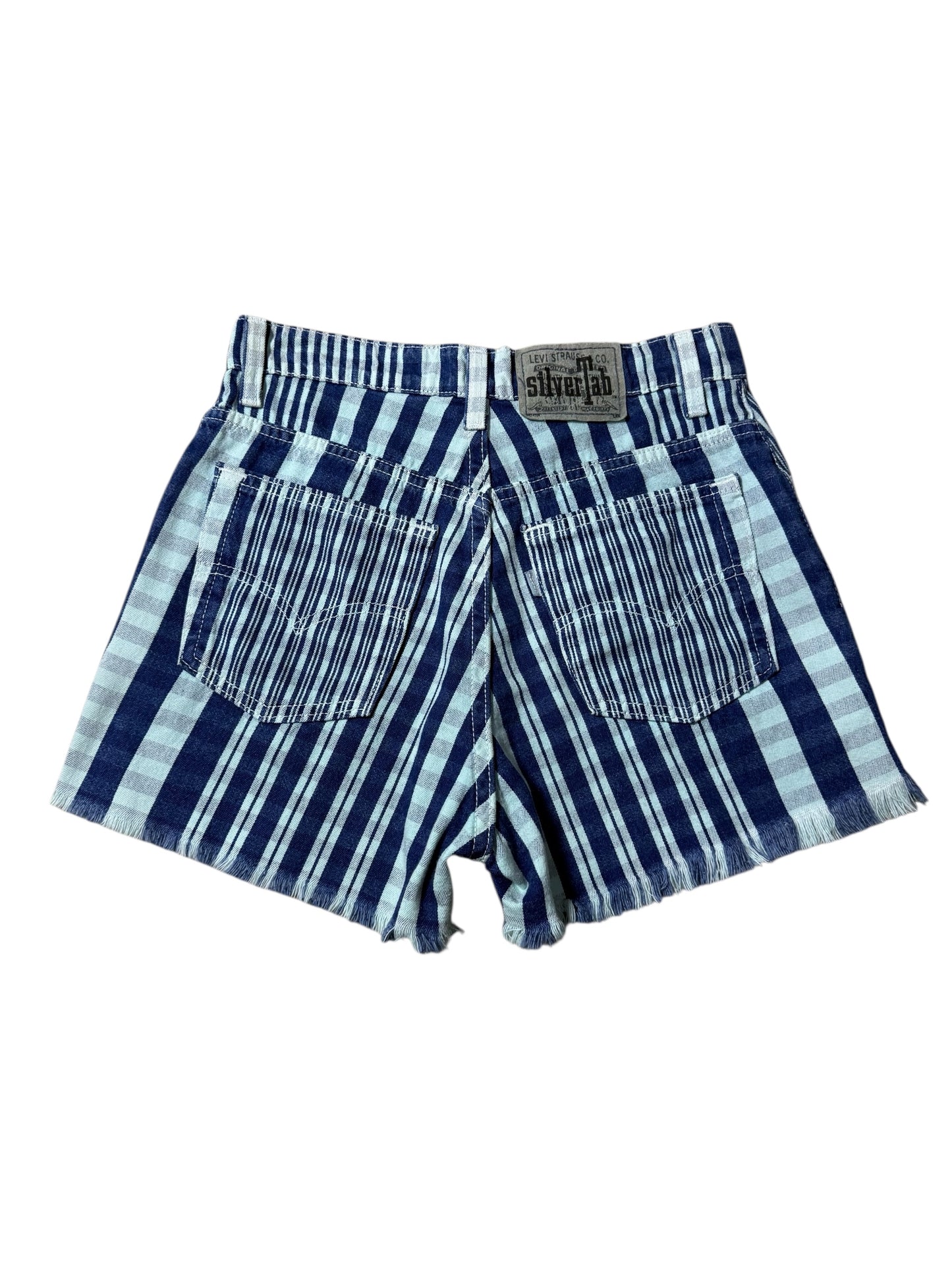 Vintage 1990s Levis SilverTab Striped Denim Shorts  Cut Off