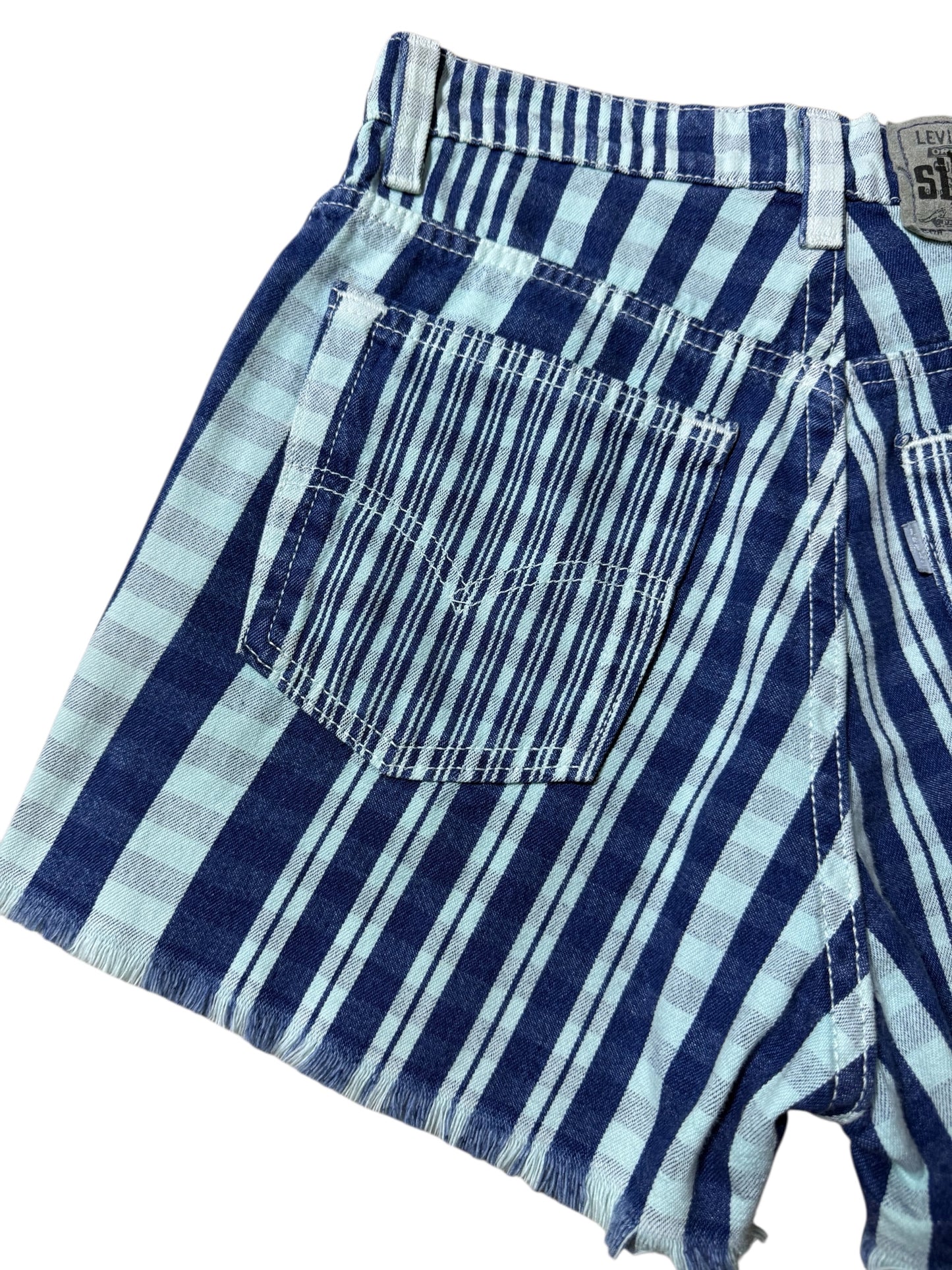 Vintage 1990s Levis SilverTab Striped Denim Shorts  Cut Off