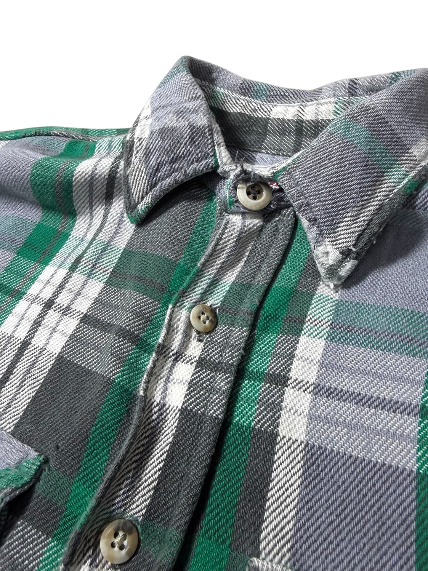 Vintage 1980s Private Property Plaid Flannel Shirt Made in USA Distressed Workwear