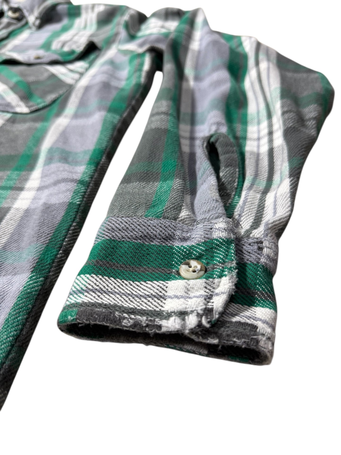 Vintage 1980s Private Property Plaid Flannel Shirt Made in USA Distressed Workwear