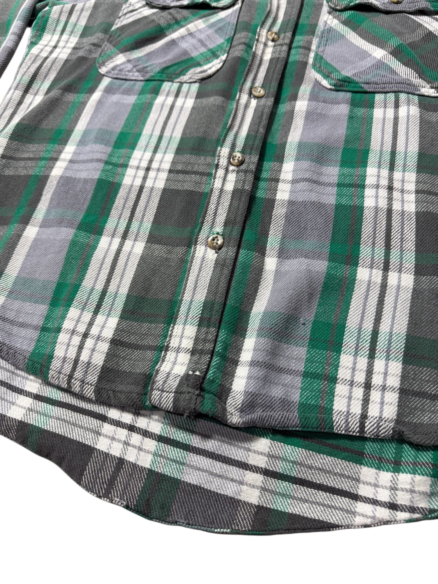 Vintage 1980s Private Property Plaid Flannel Shirt Made in USA Distressed Workwear