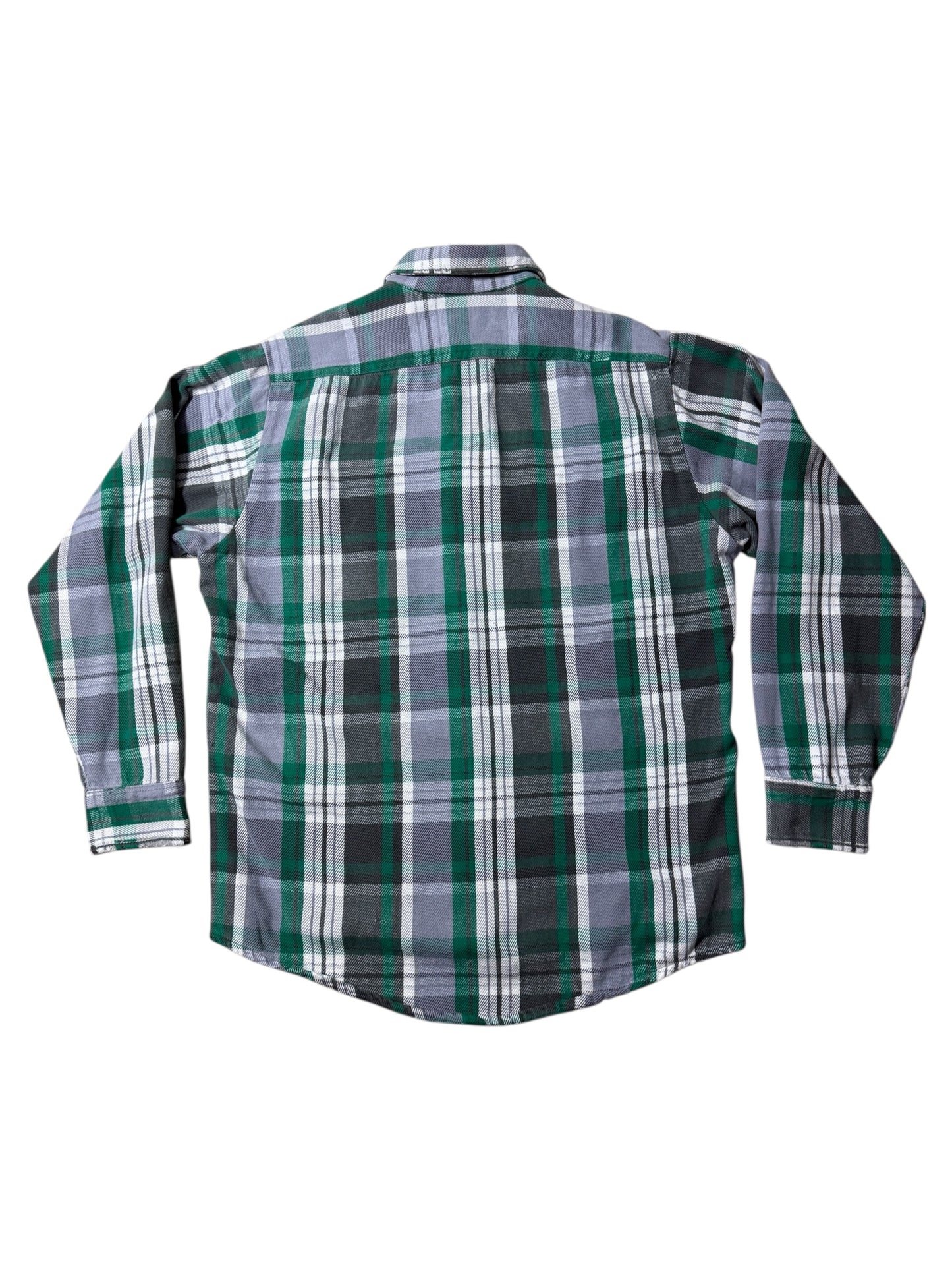 Vintage 1980s Private Property Plaid Flannel Shirt Made in USA Distressed Workwear