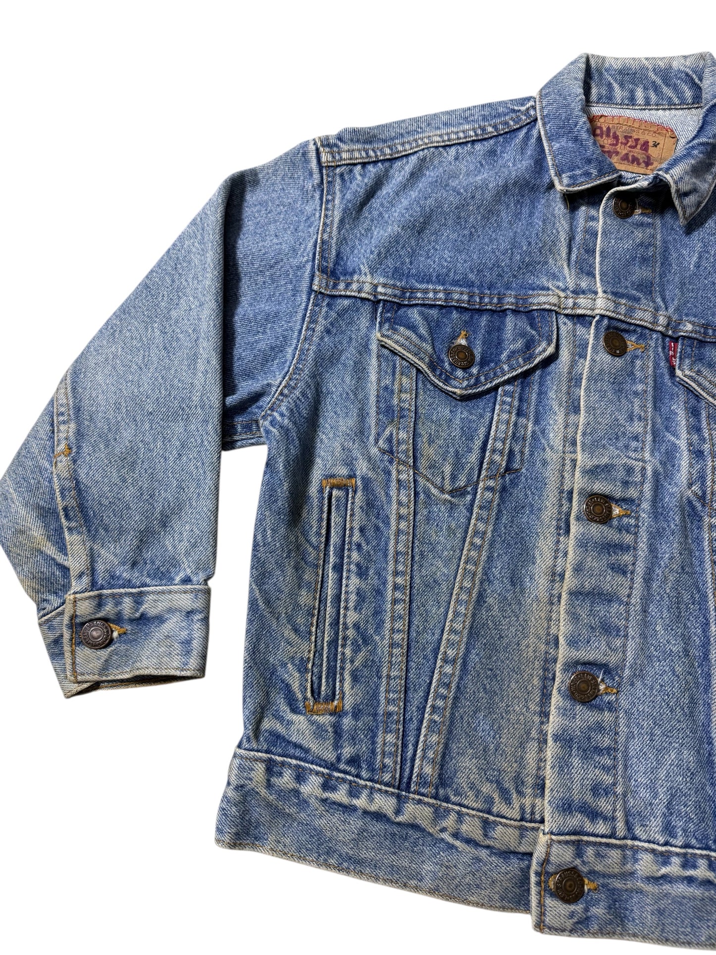 Vintage 1980s Levis Kids Denim Trucker Jacket Made in USA