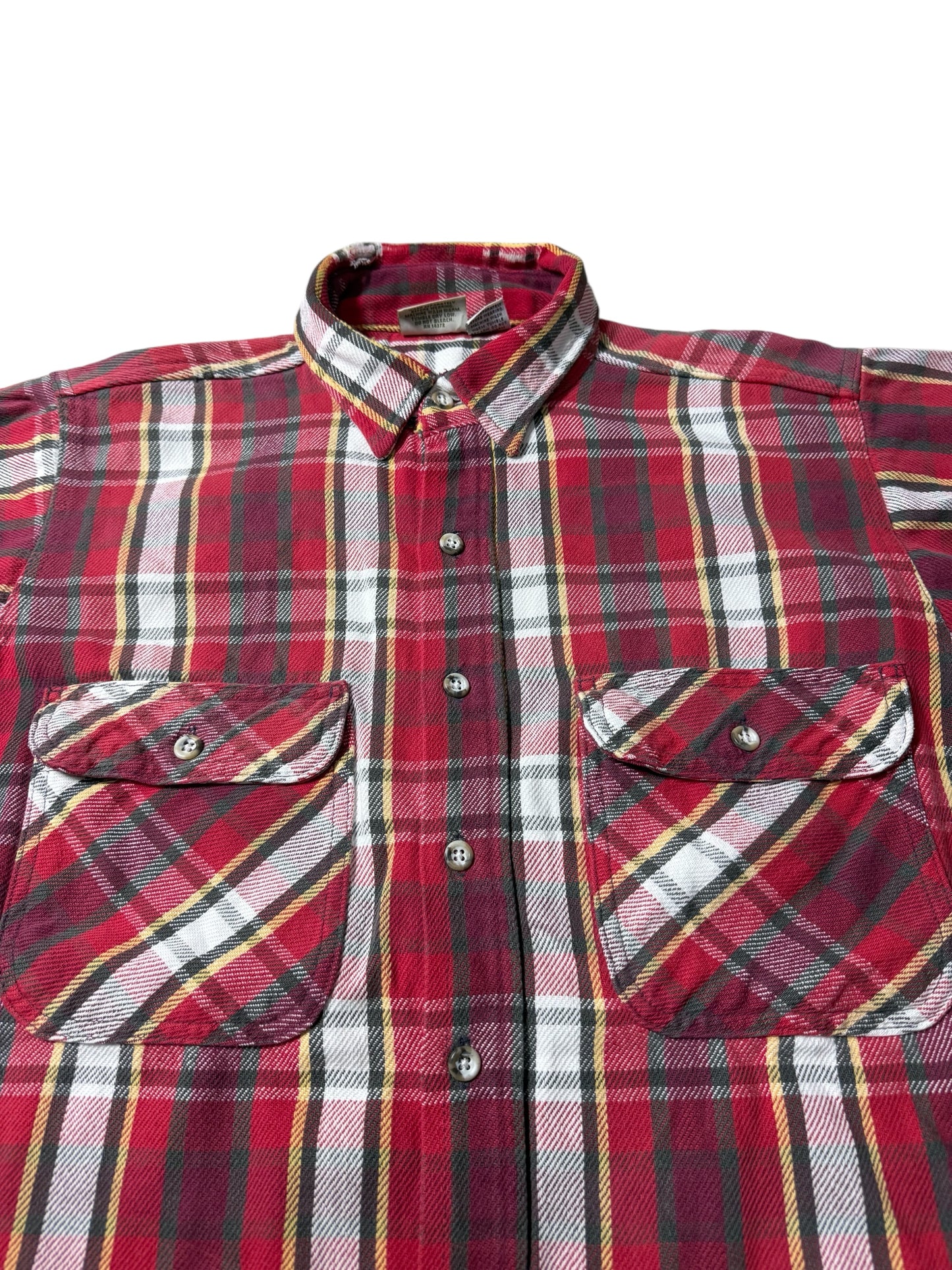 Vintage 1990s Five Brother Red Plaid Flannel Shirt