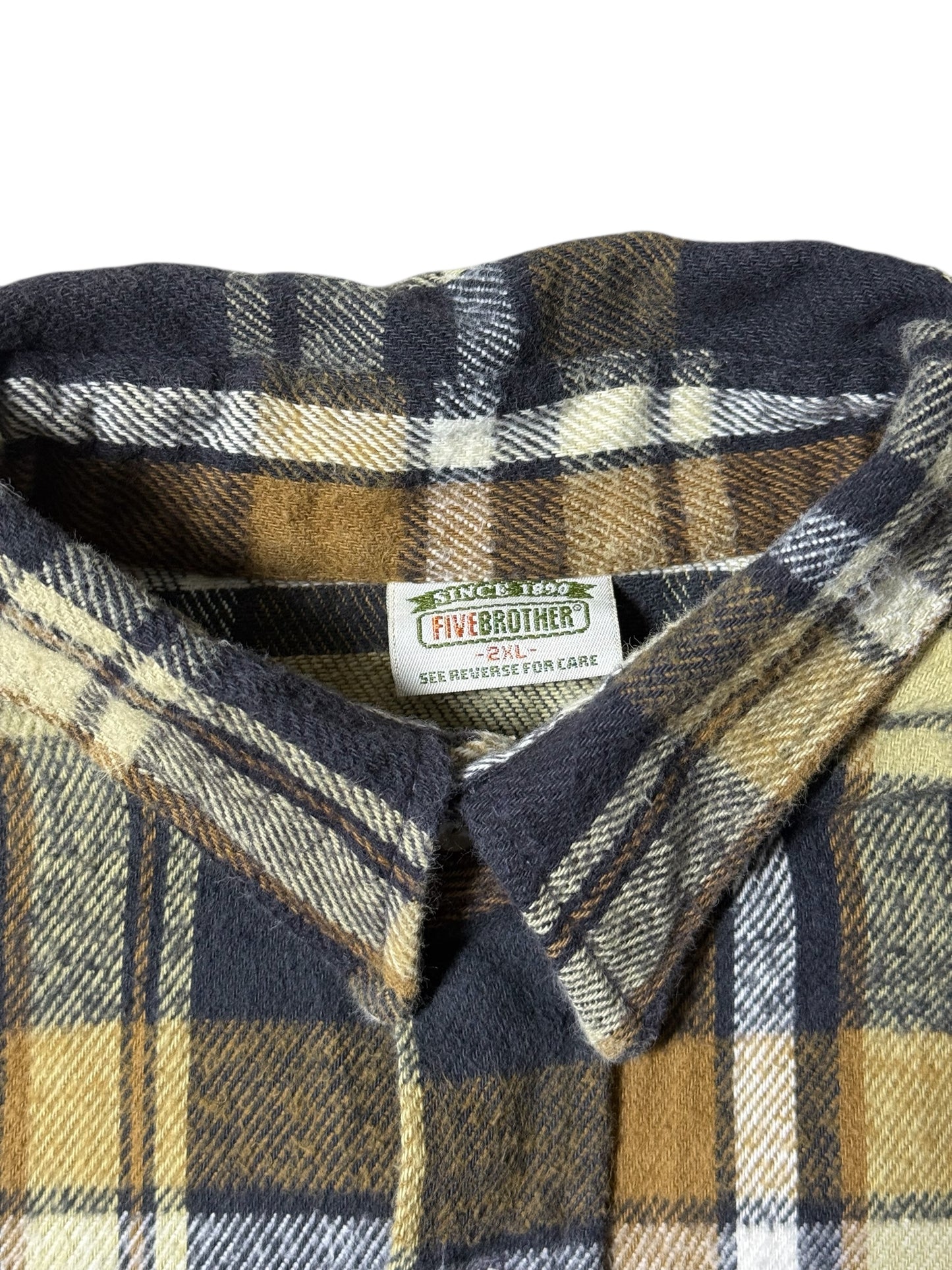Vintage Five Brother Plaid Flannel Work Shirt Made In Usa