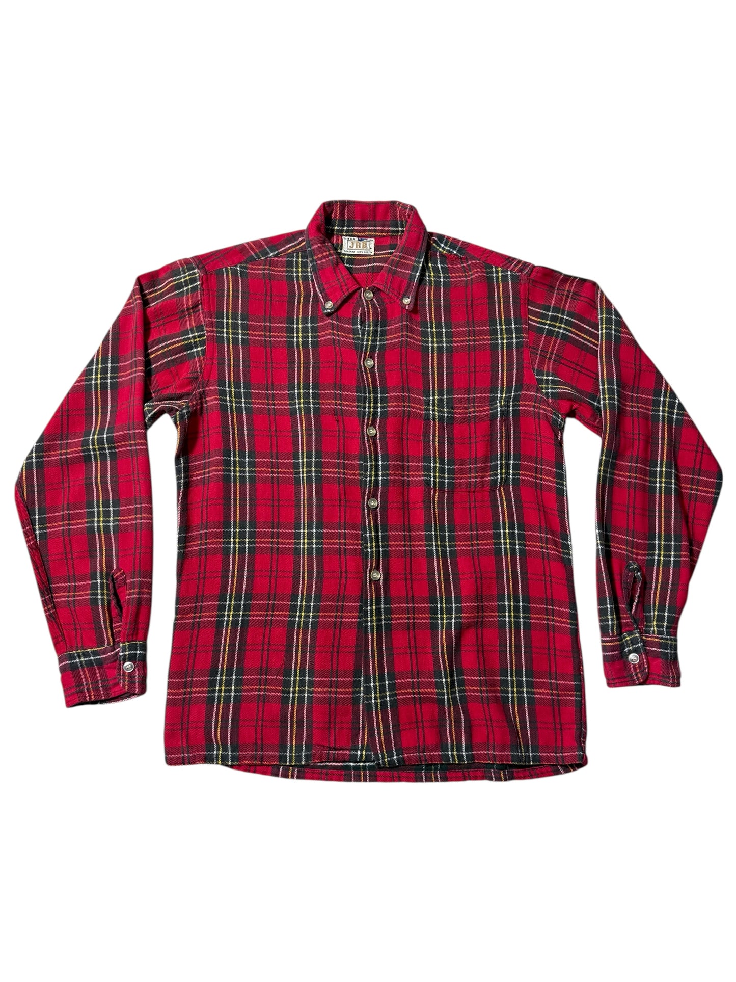 Vintage 1960s-70s JBR Kids Red Plaid Button Down Shirt Cotton