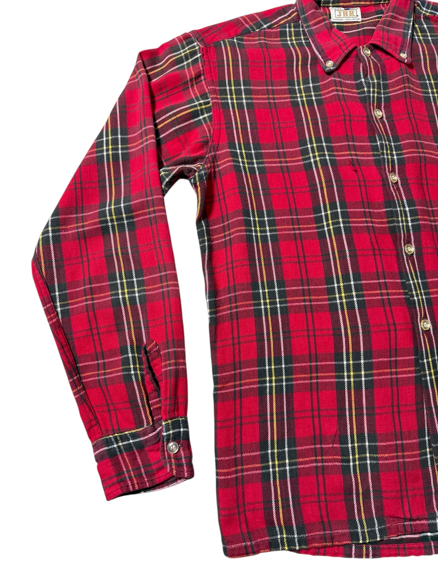 Vintage 1960s-70s JBR Kids Red Plaid Button Down Shirt Cotton