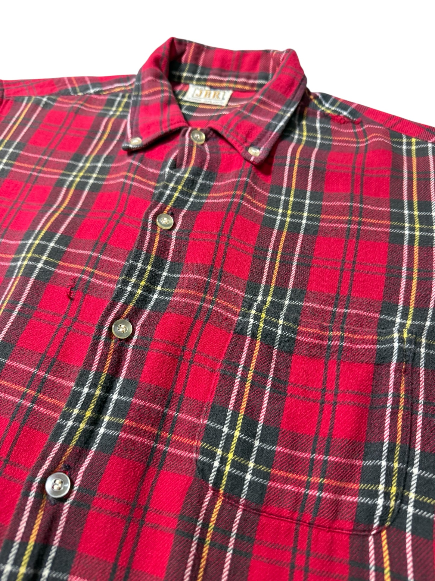 Vintage 1960s-70s JBR Kids Red Plaid Button Down Shirt Cotton