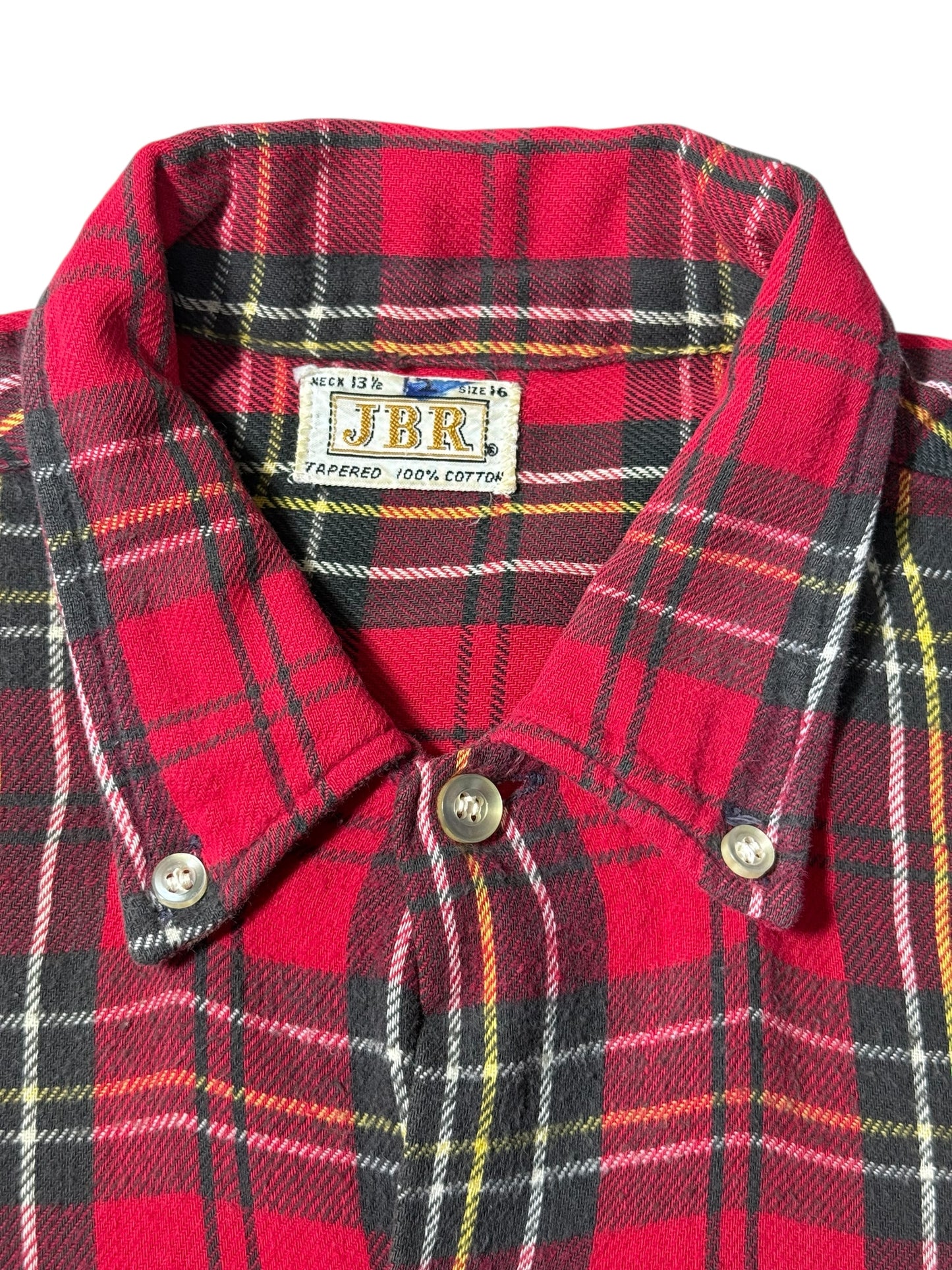 Vintage 1960s-70s JBR Kids Red Plaid Button Down Shirt Cotton