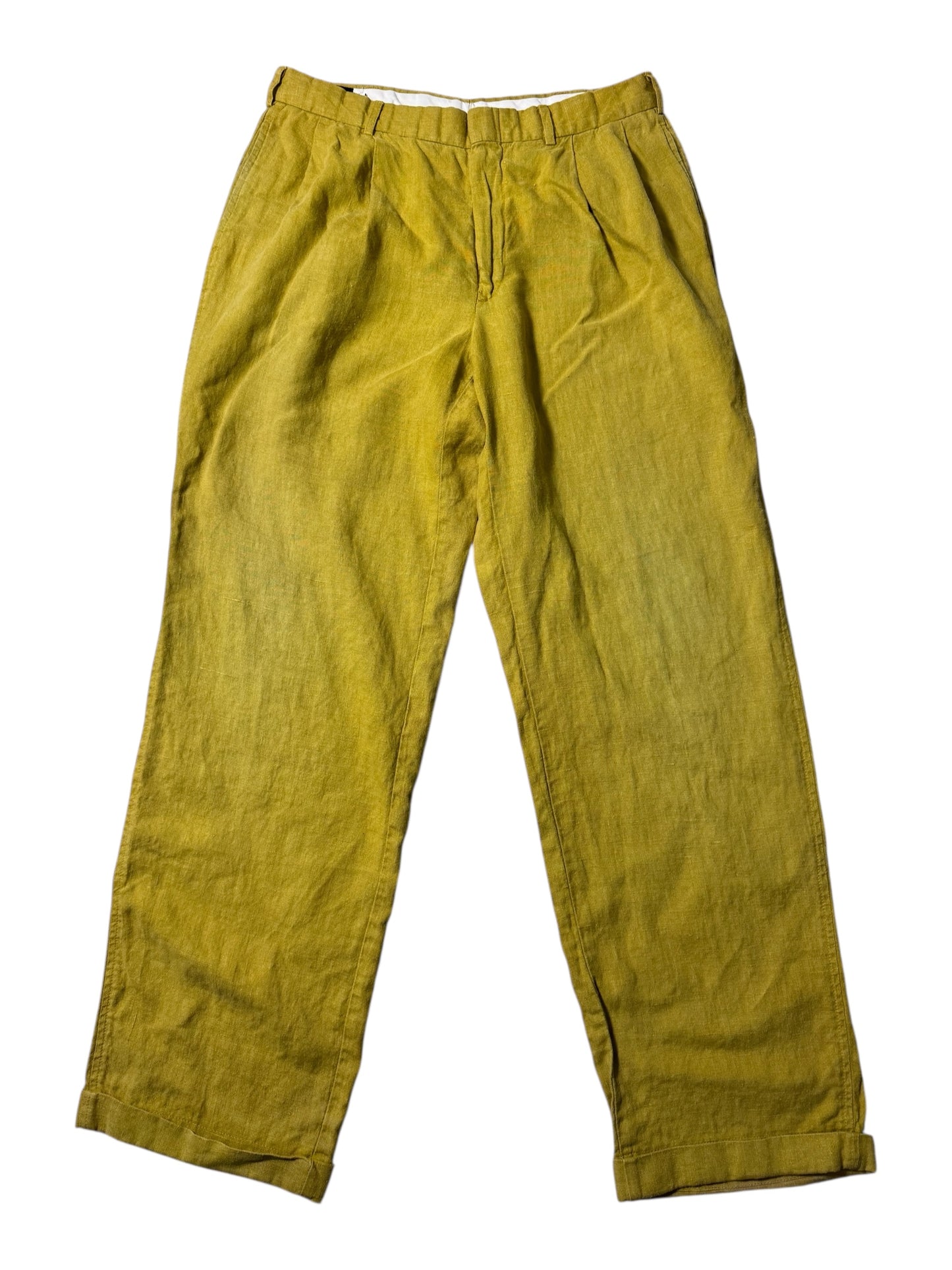 Vintage 1970s British Khaki by Robert Lighton Linen Trousers High Rise Made in USA