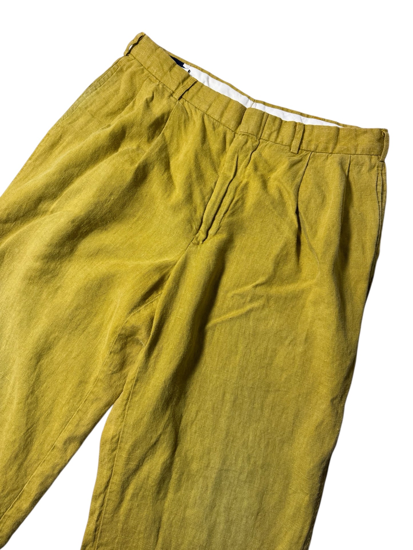 Vintage 1970s British Khaki by Robert Lighton Linen Trousers High Rise Made in USA