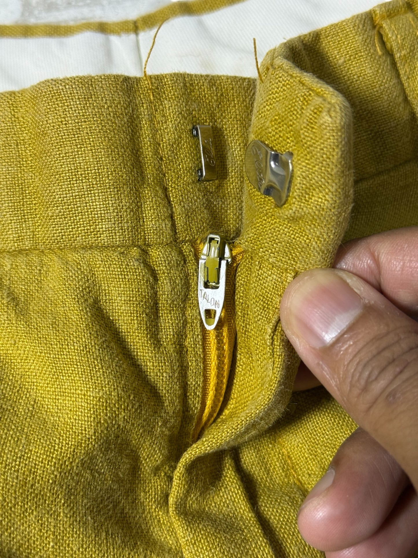 Vintage 1970s British Khaki by Robert Lighton Linen Trousers High Rise Made in USA