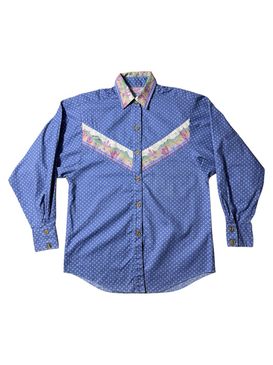 Vintage 1980s–90s H Bar C Western Polka Dot Shirt Made in USA