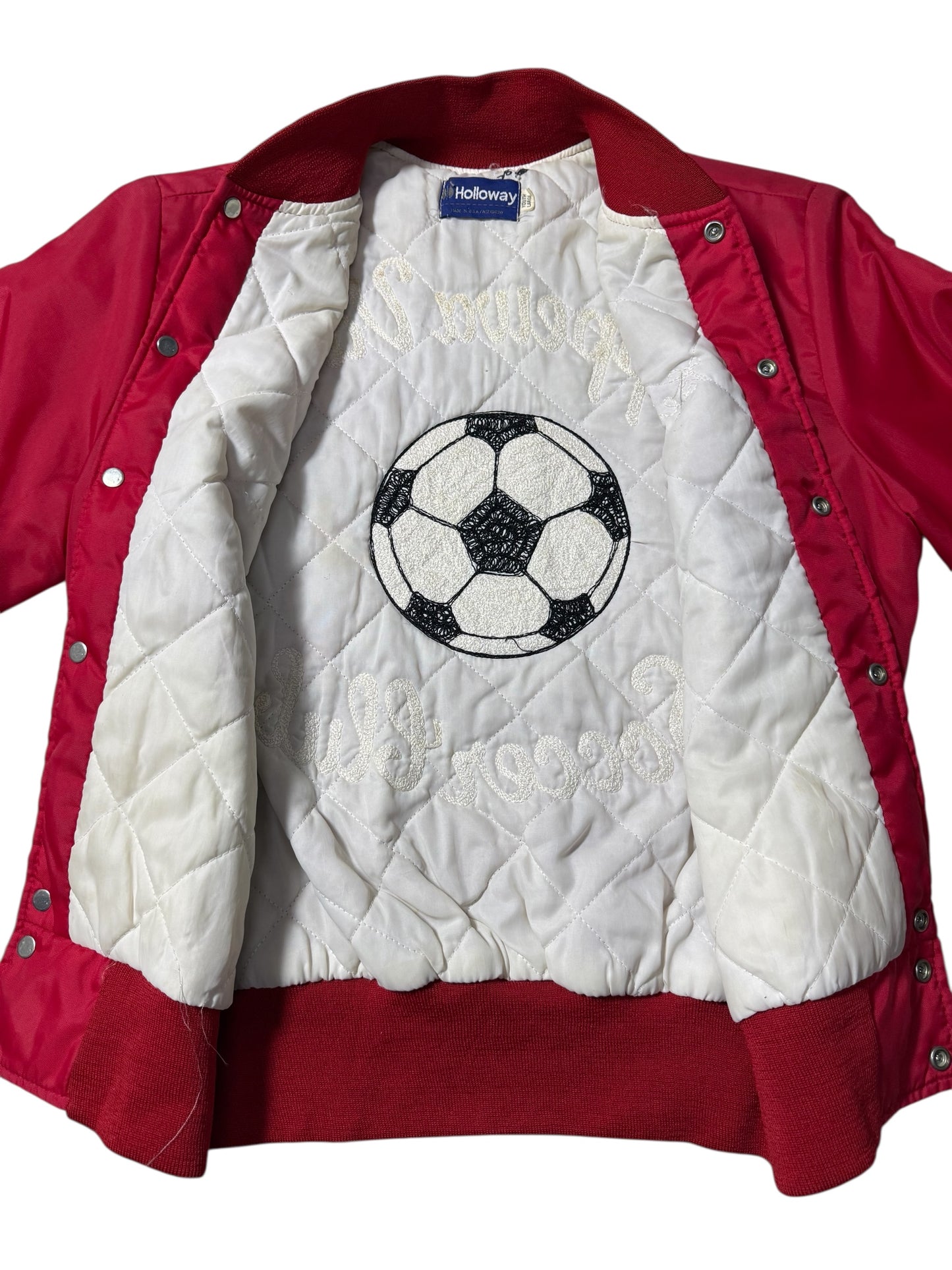 Vintage 1970s-80s Holloway Varsity Jacket Chippewa Valley Soccer Club Red USA