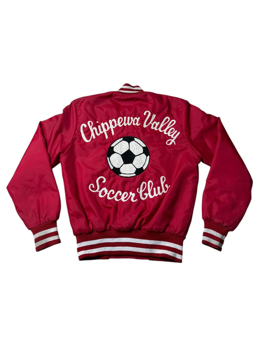 Vintage 1970s-80s Holloway Varsity Jacket Chippewa Valley Soccer Club Red USA