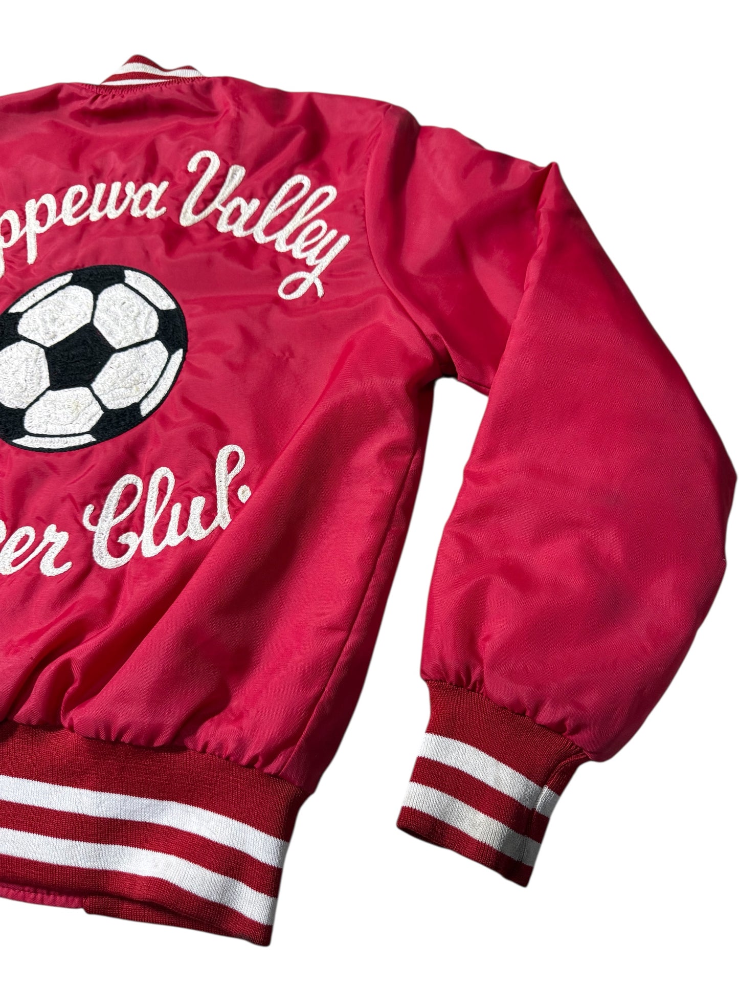 Vintage 1970s-80s Holloway Varsity Jacket Chippewa Valley Soccer Club Red USA