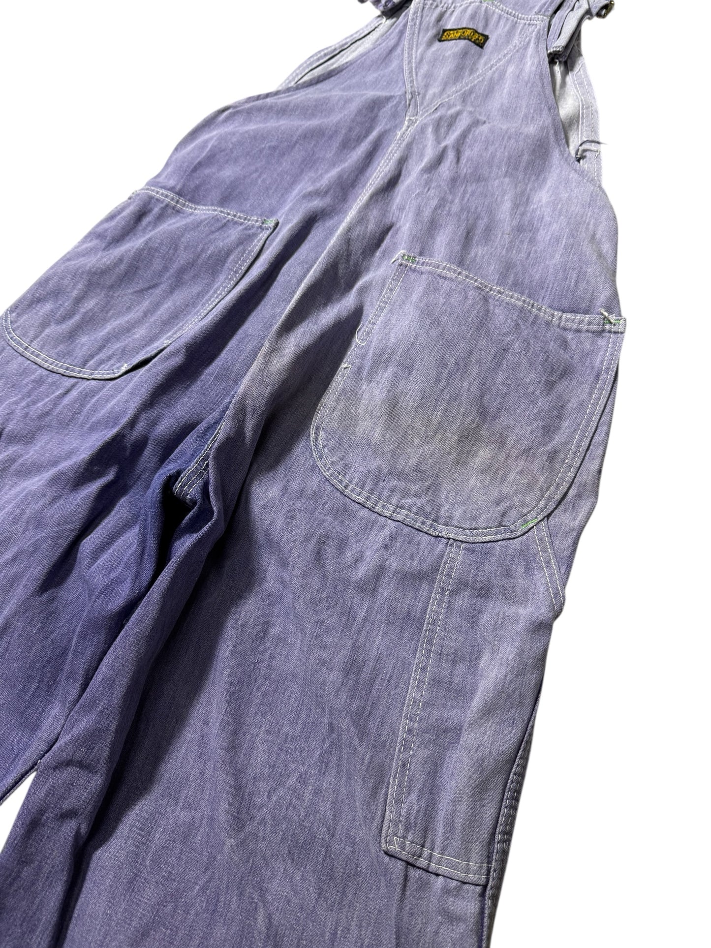 Vintage 1950s–Early 1960s Sanforized Workwear Denim Overalls Made in USA