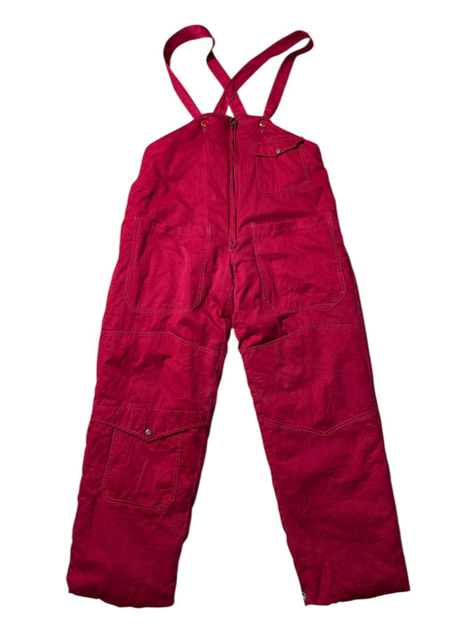 Vintage 1940s-50s Insulated Work Overalls Red Canvas Quilted Lining USA