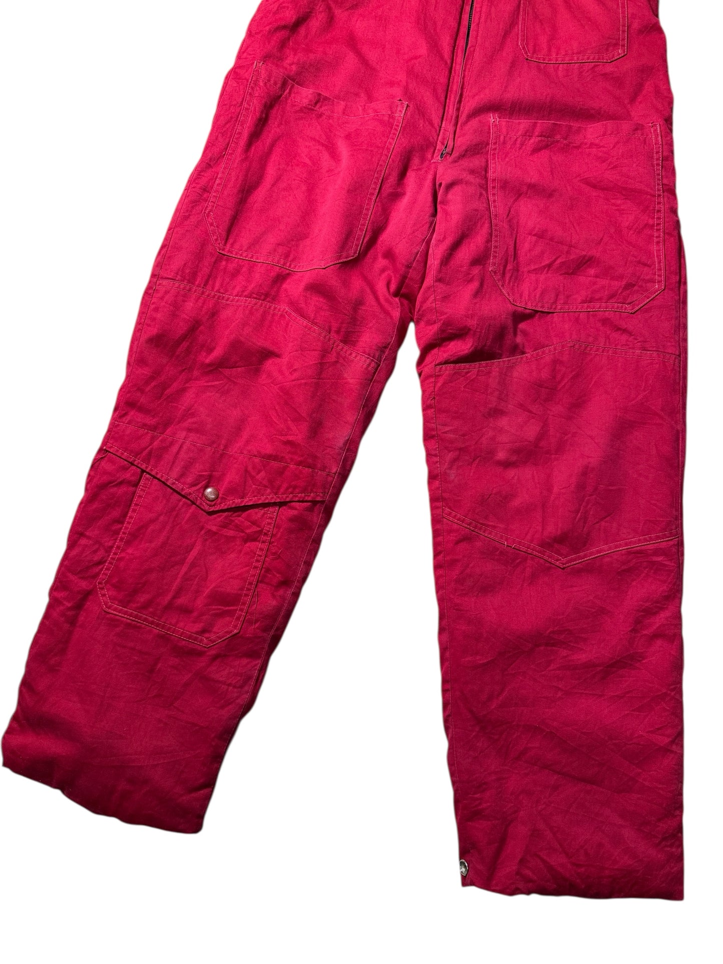 Vintage 1940s-50s Insulated Work Overalls Red Canvas Quilted Lining USA