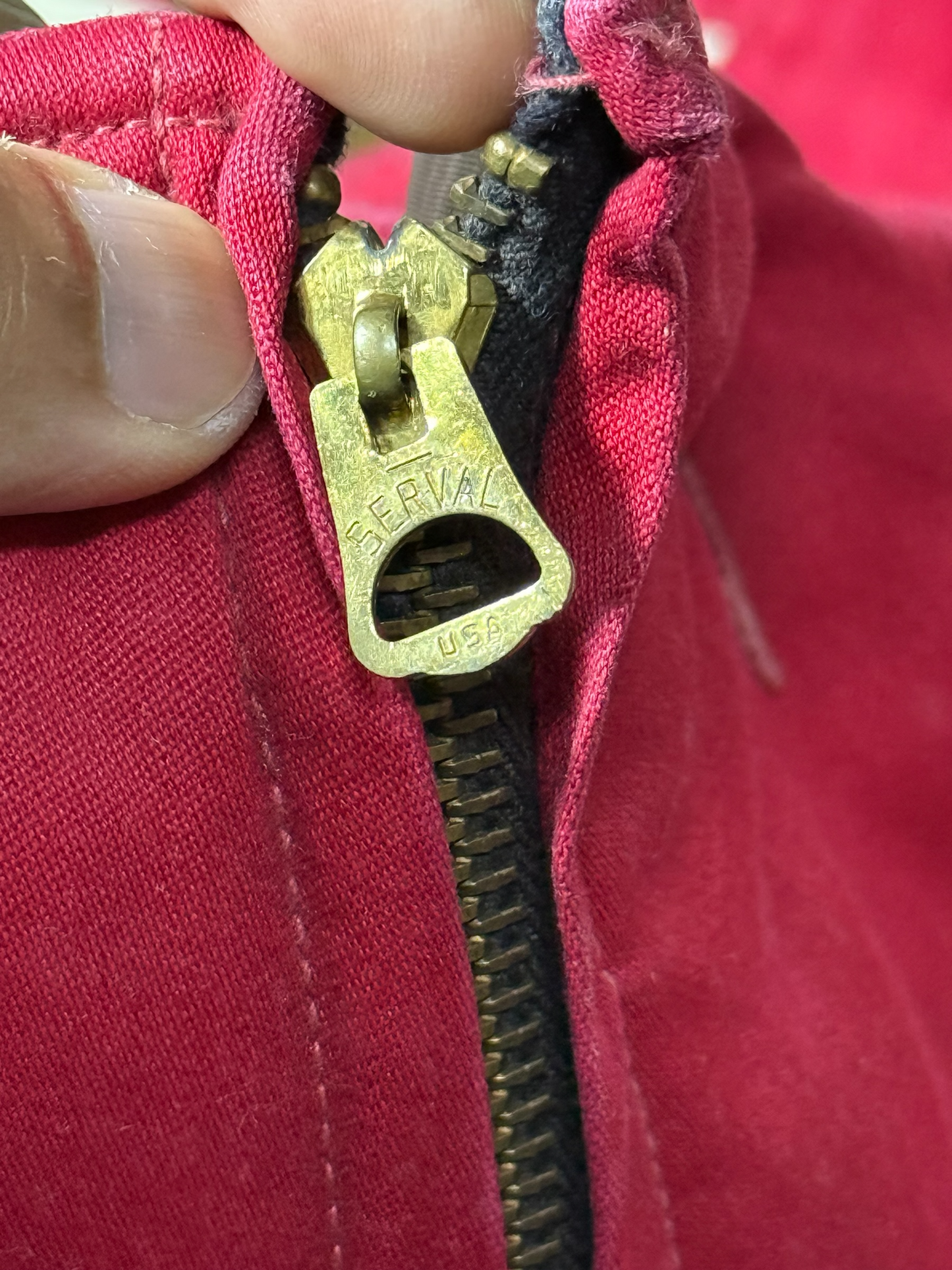 Vintage 1940s-50s Insulated Work Overalls Red Canvas Quilted Lining USA