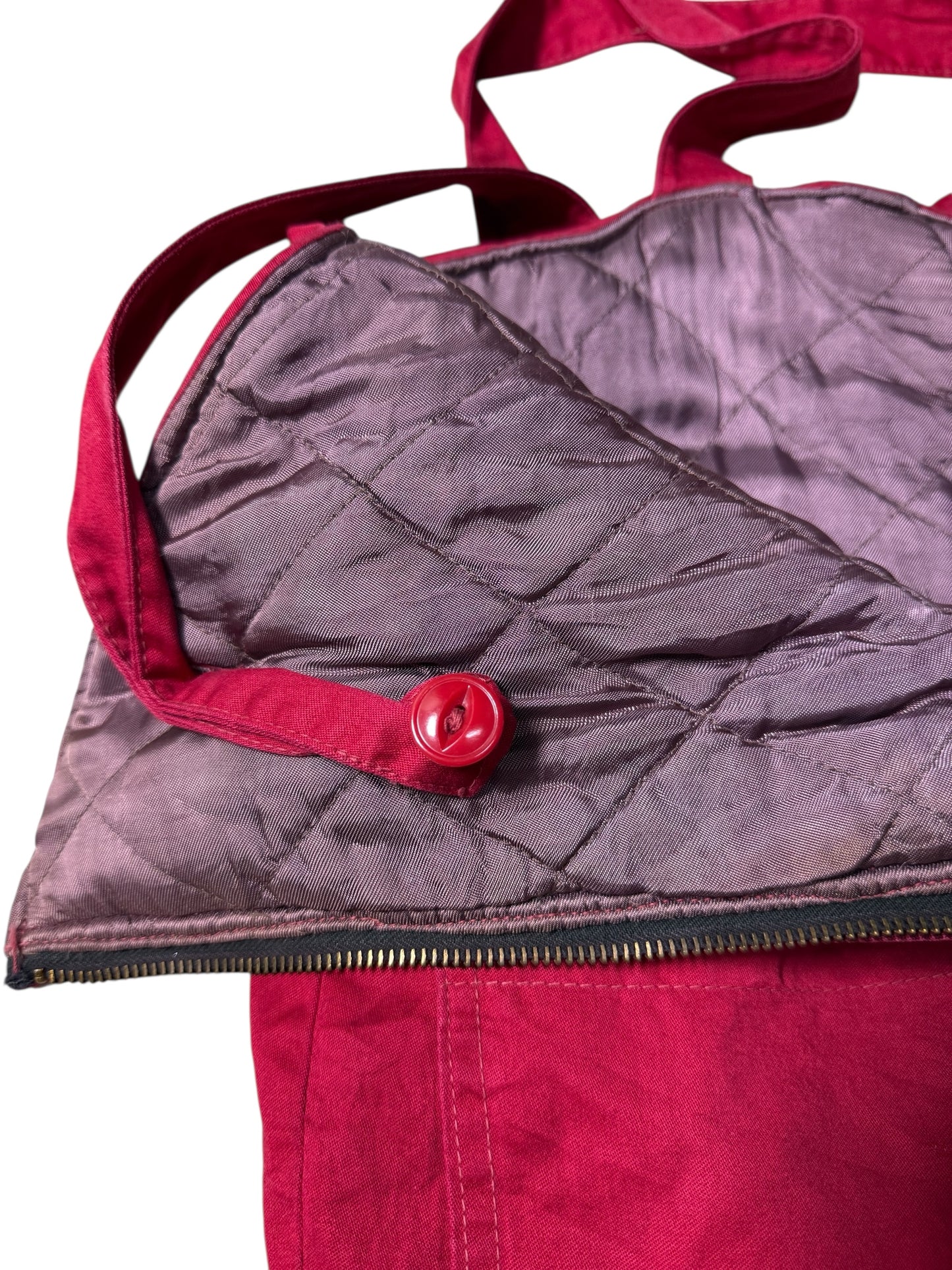 Vintage 1940s-50s Insulated Work Overalls Red Canvas Quilted Lining USA