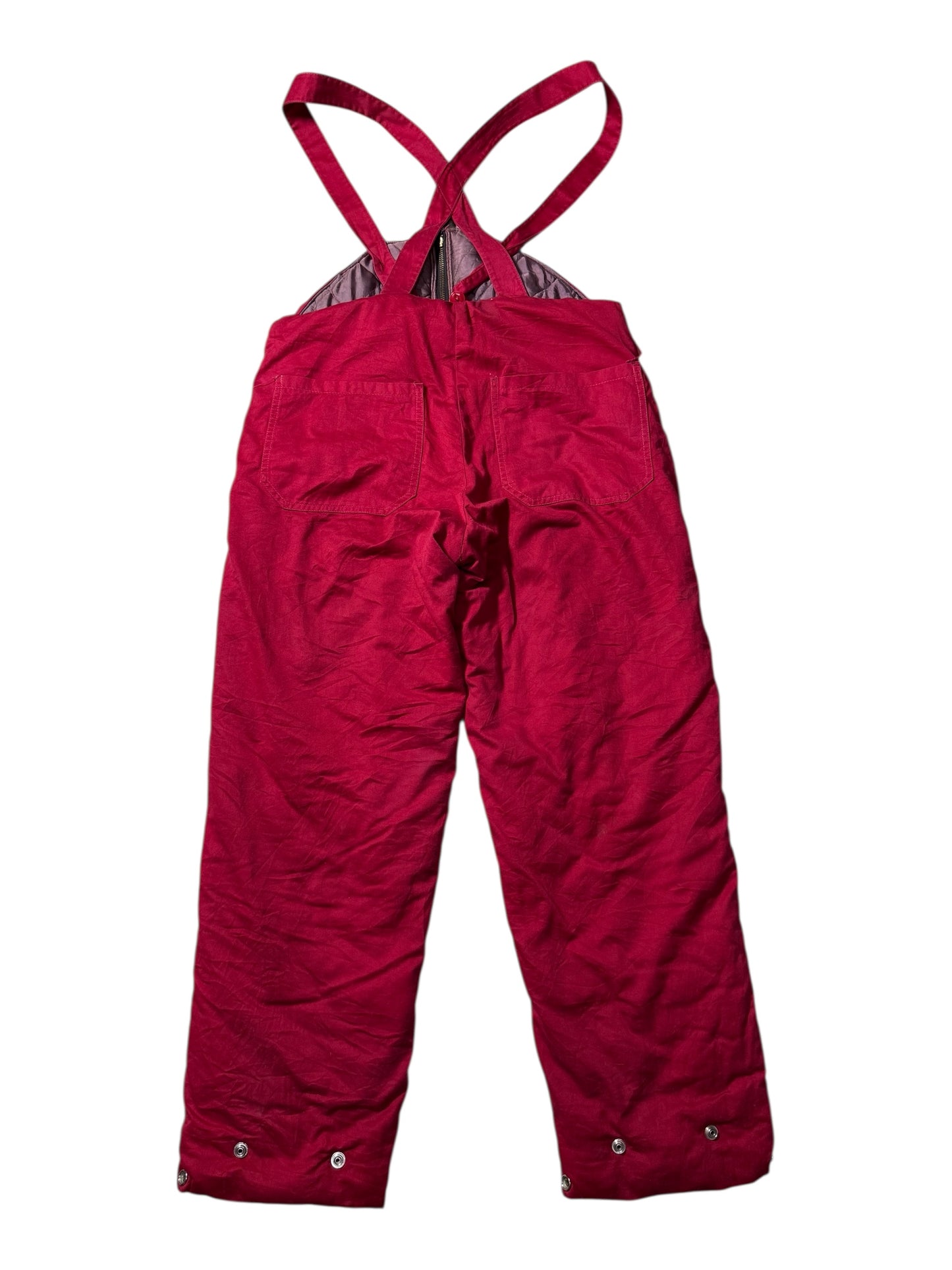 Vintage 1940s-50s Insulated Work Overalls Red Canvas Quilted Lining USA
