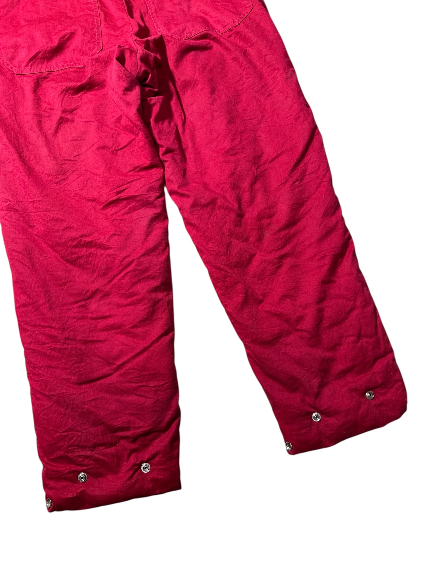 Vintage 1940s-50s Insulated Work Overalls Red Canvas Quilted Lining USA