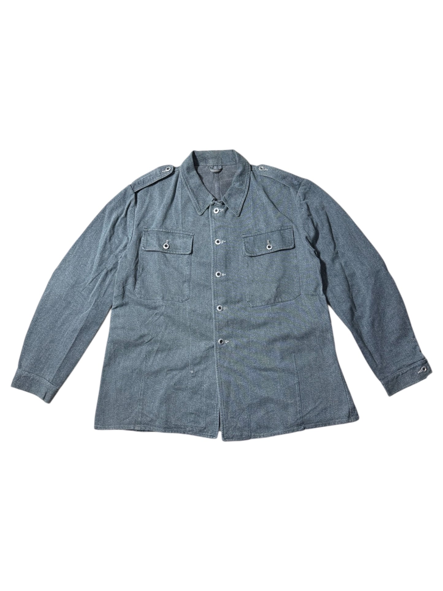 Vintage 1960s-70s European Military Style Work Jacket Grey Denim
