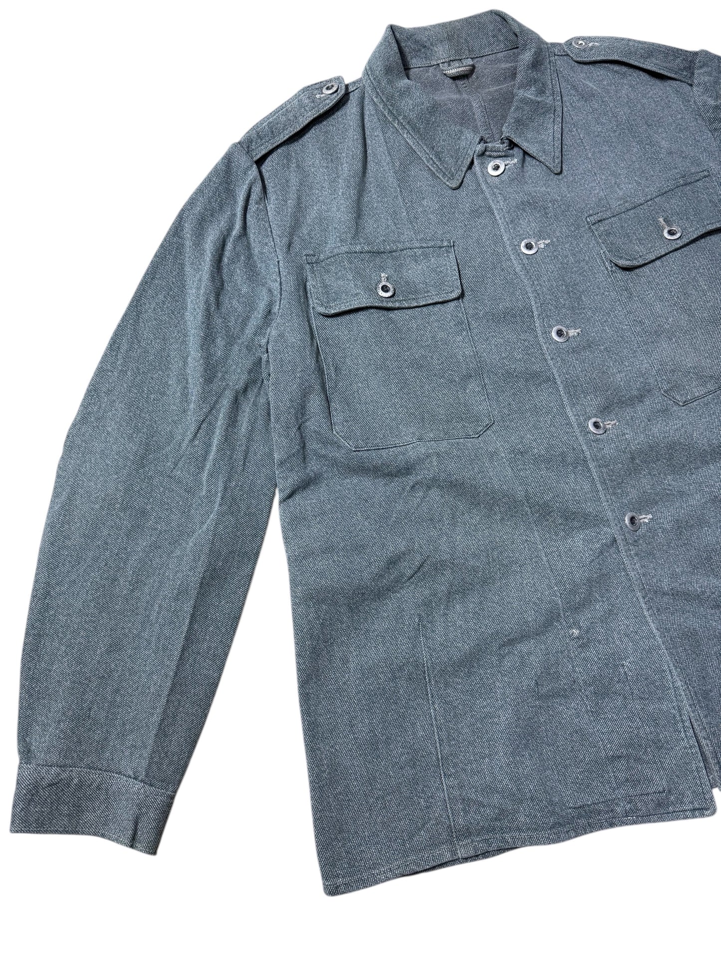 Vintage 1960s-70s European Military Style Work Jacket Grey Denim