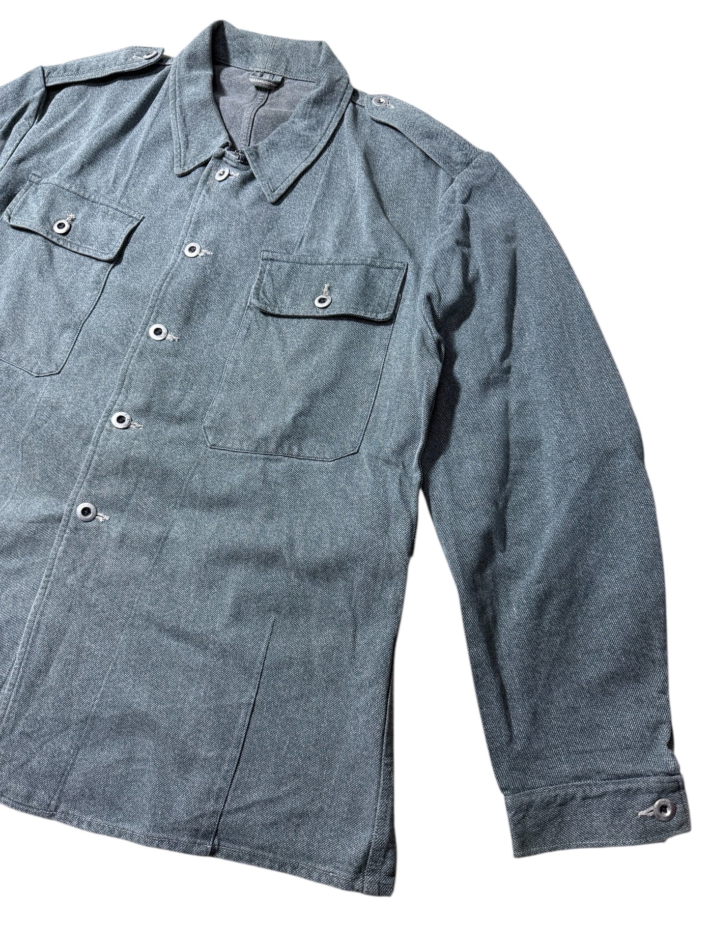 Vintage 1960s-70s European Military Style Work Jacket Grey Denim