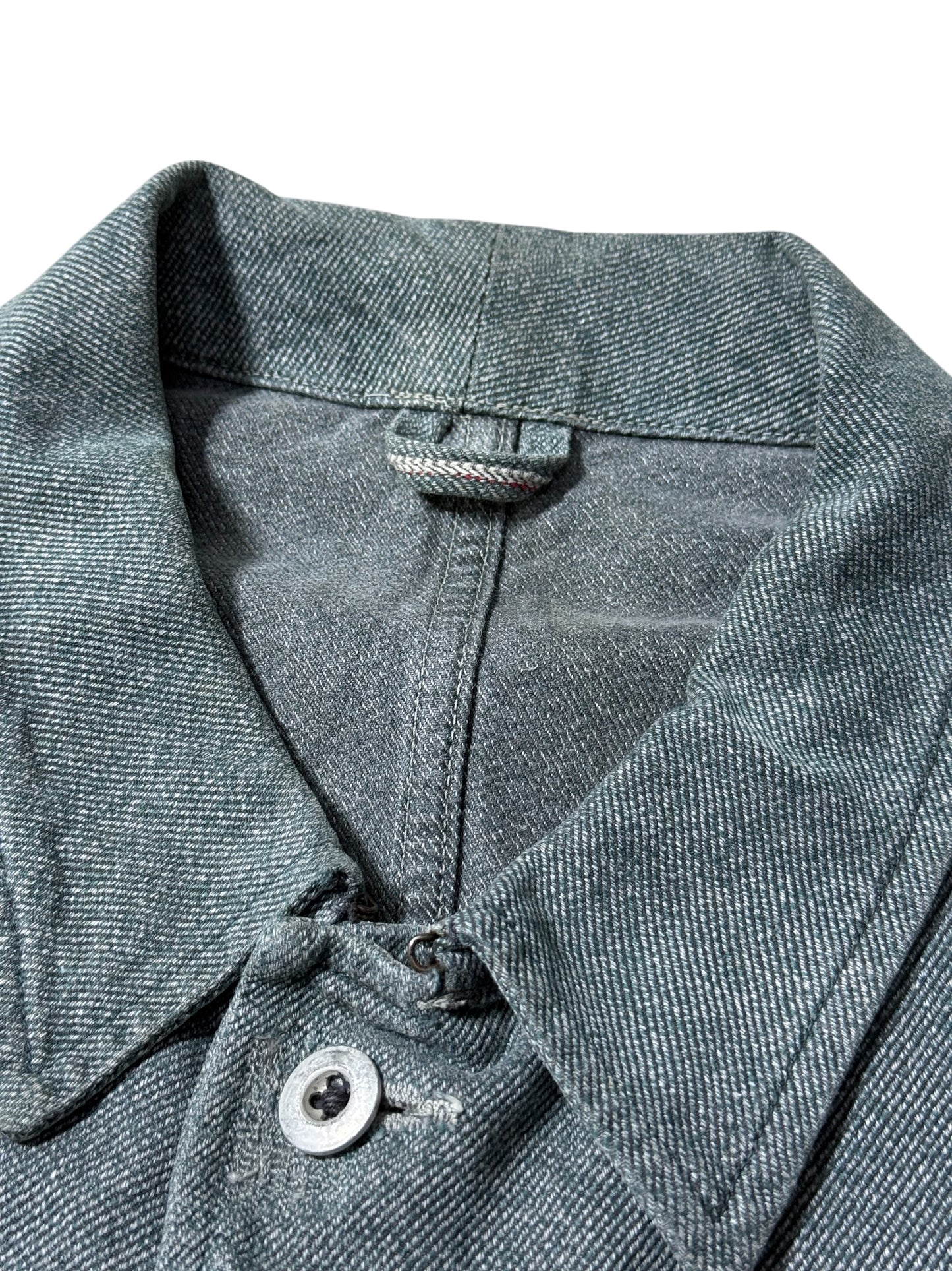 Vintage 1960s-70s European Military Style Work Jacket Grey Denim