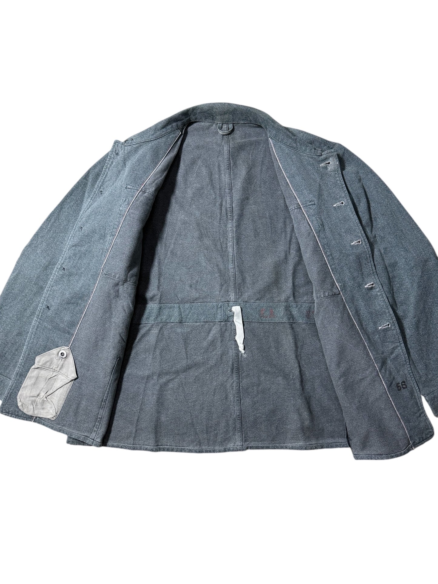 Vintage 1960s-70s European Military Style Work Jacket Grey Denim