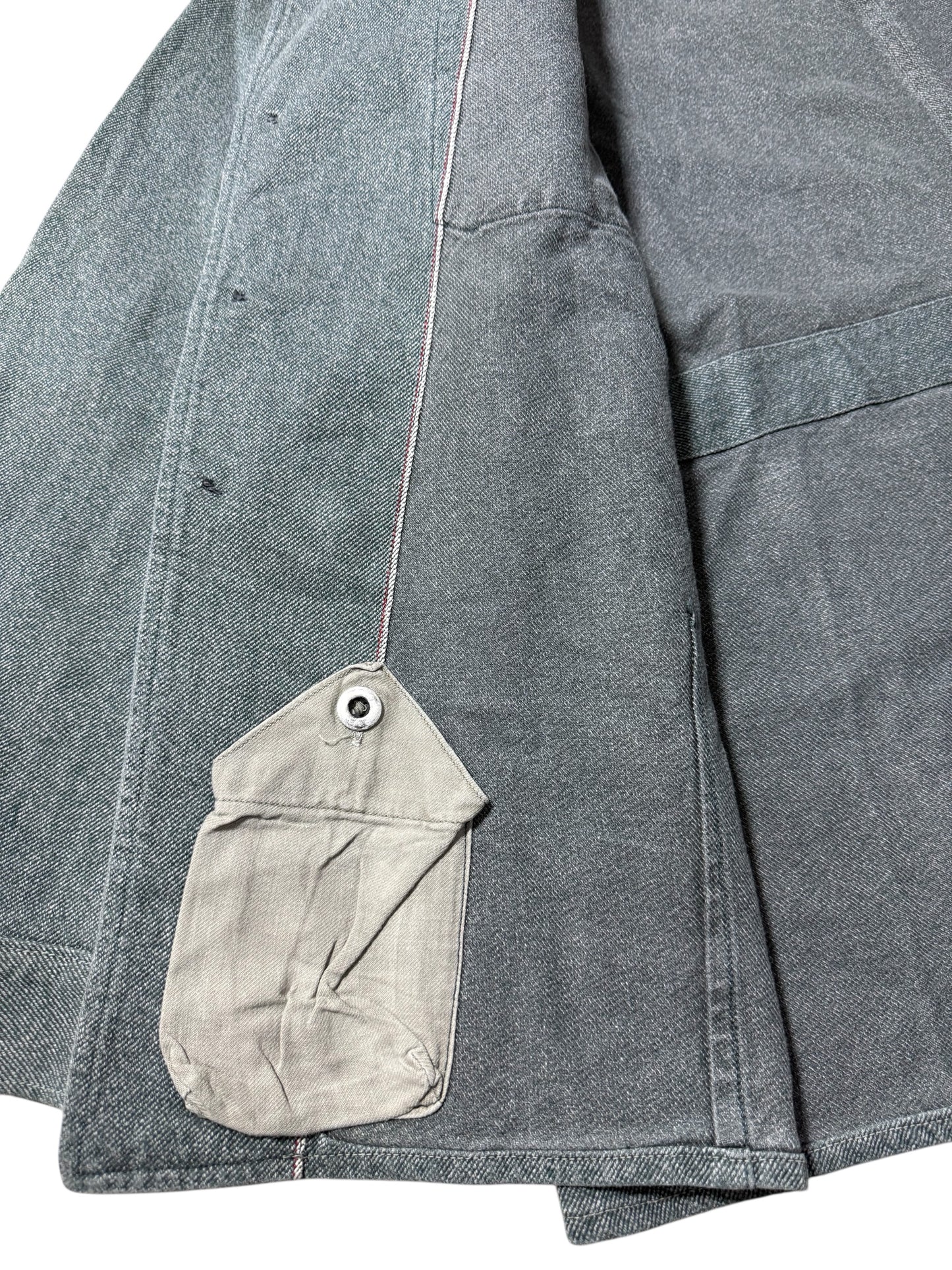 Vintage 1960s-70s European Military Style Work Jacket Grey Denim