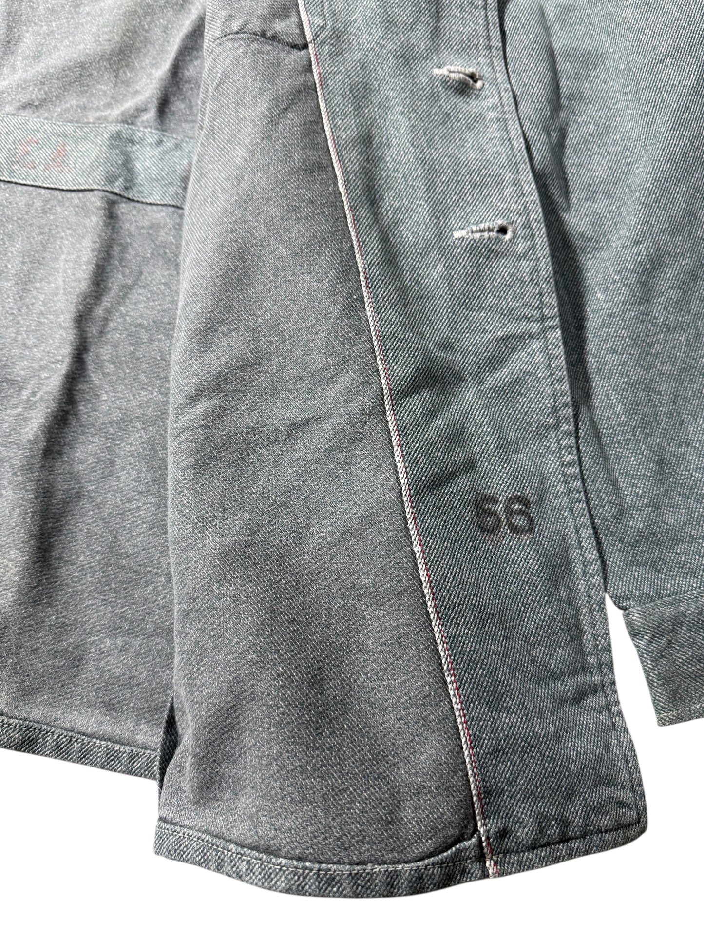 Vintage 1960s-70s European Military Style Work Jacket Grey Denim