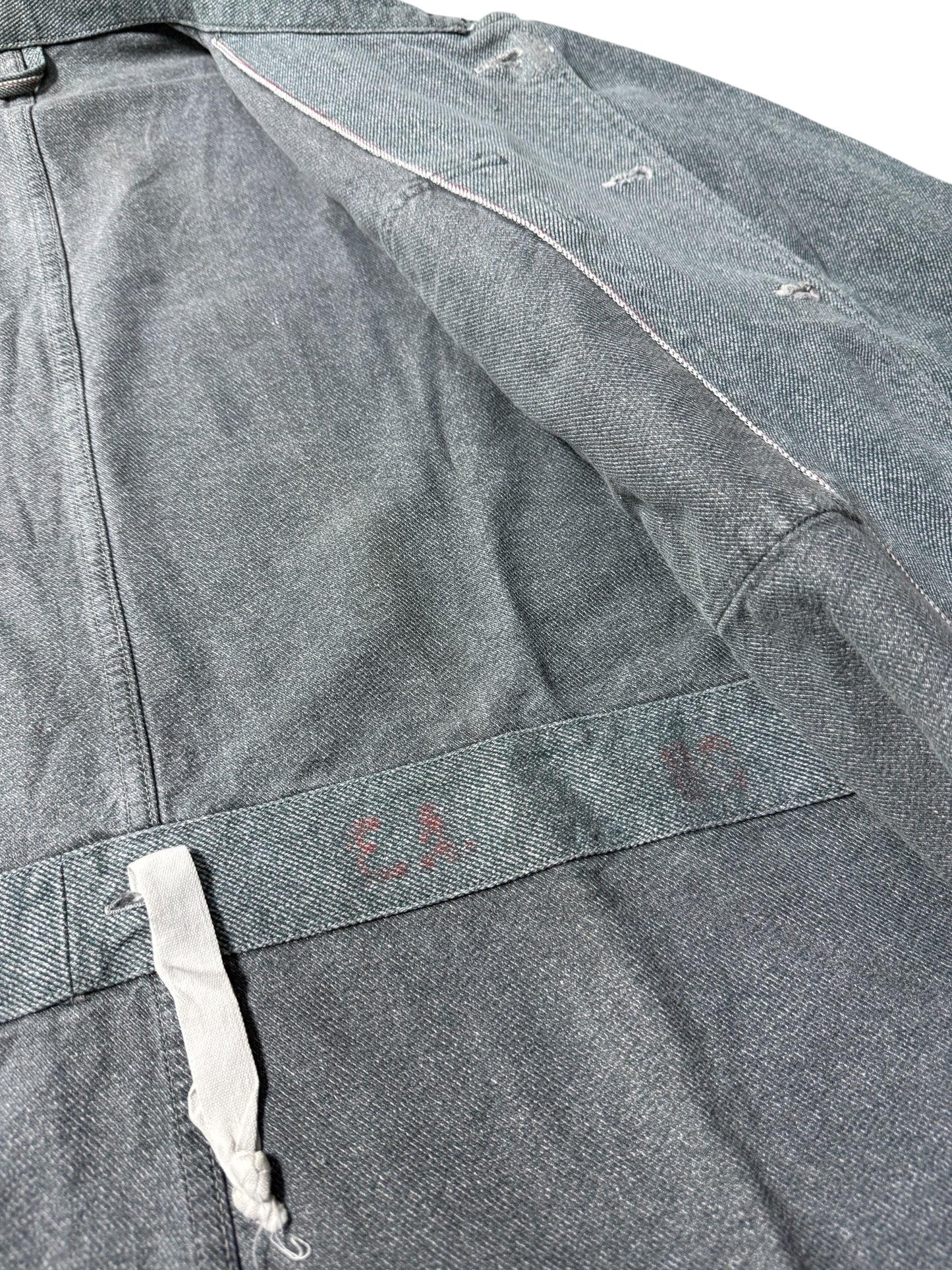 Vintage 1960s-70s European Military Style Work Jacket Grey Denim