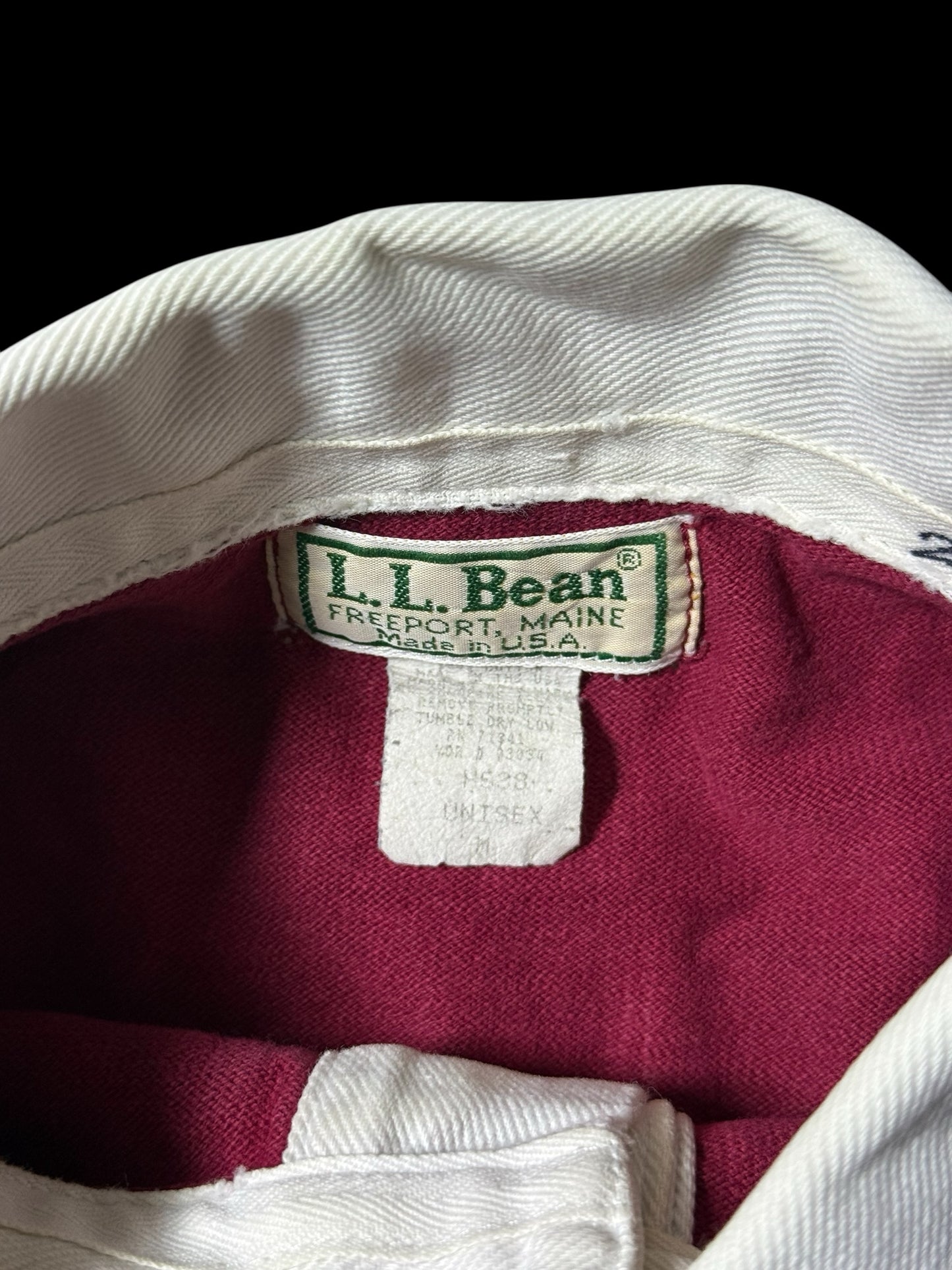Vintage L.L. Bean USA Rugby Shirt Long Sleeve Stripe Made in USA