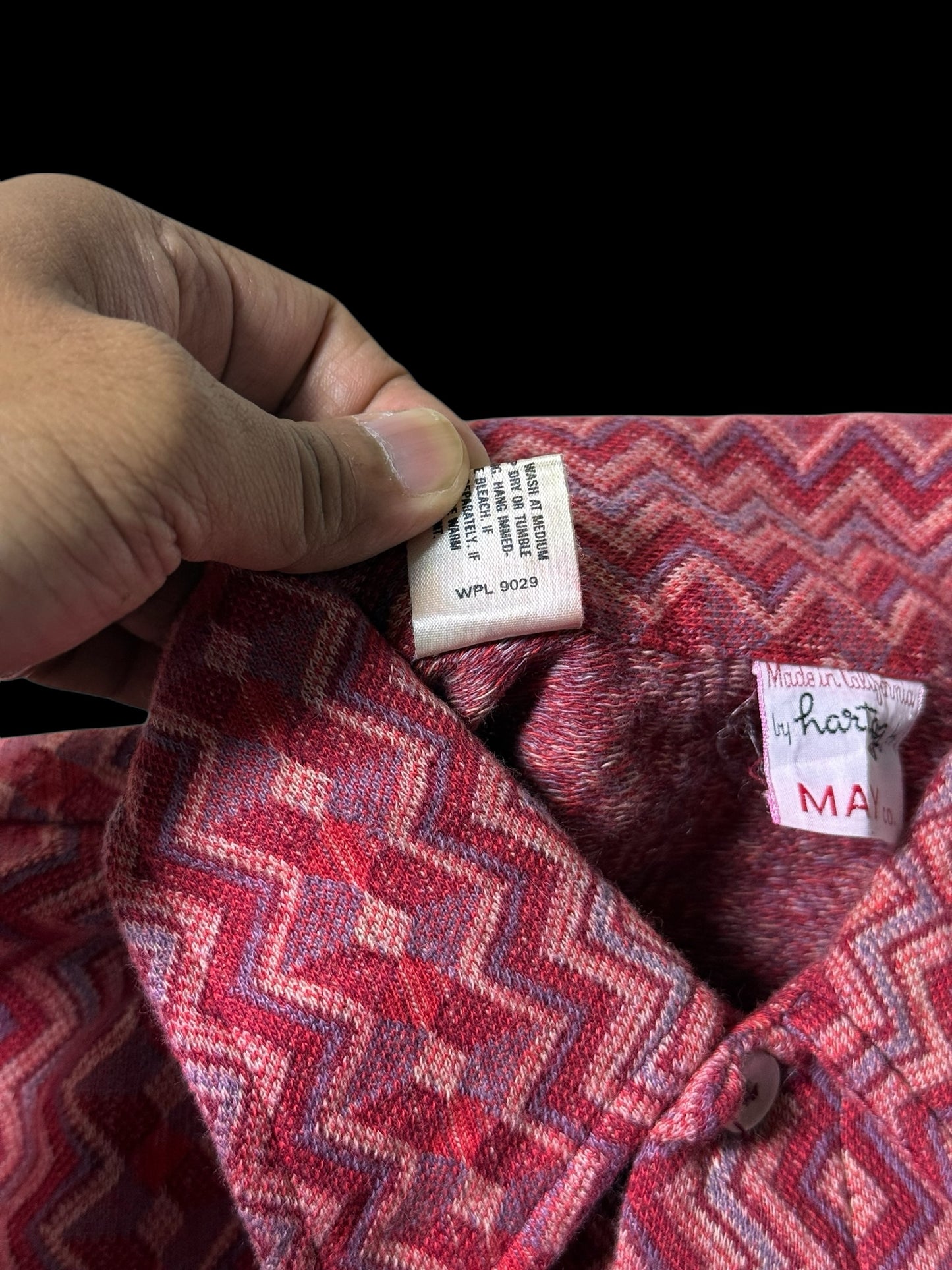 True Vintage 1950s–60s Hartog for May Co Woven Jacquard Shirt Zigzag Pattern