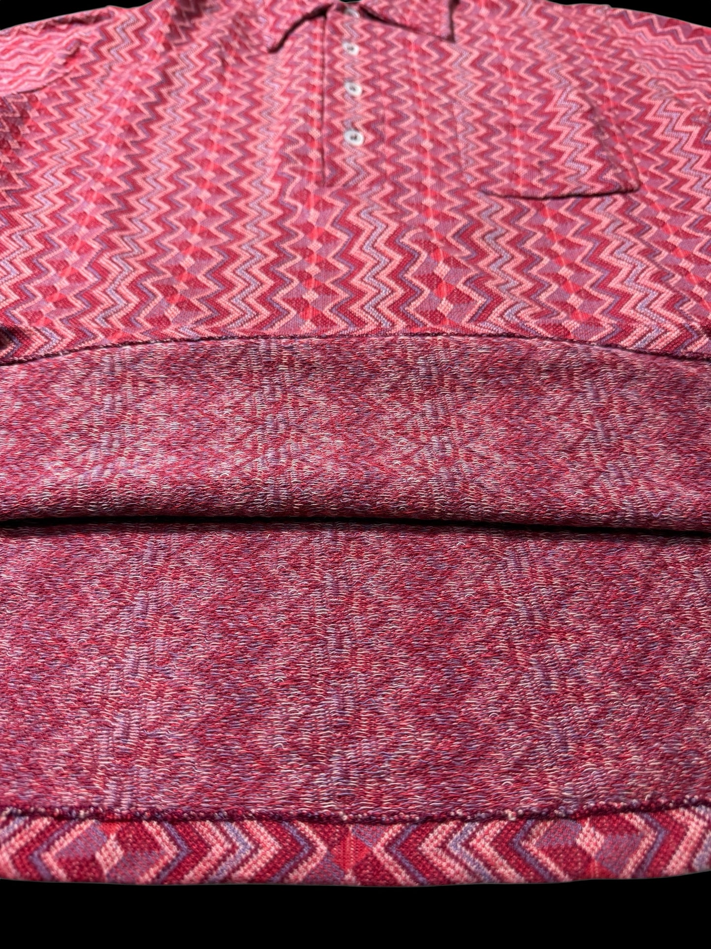 True Vintage 1950s–60s Hartog for May Co Woven Jacquard Shirt Zigzag Pattern