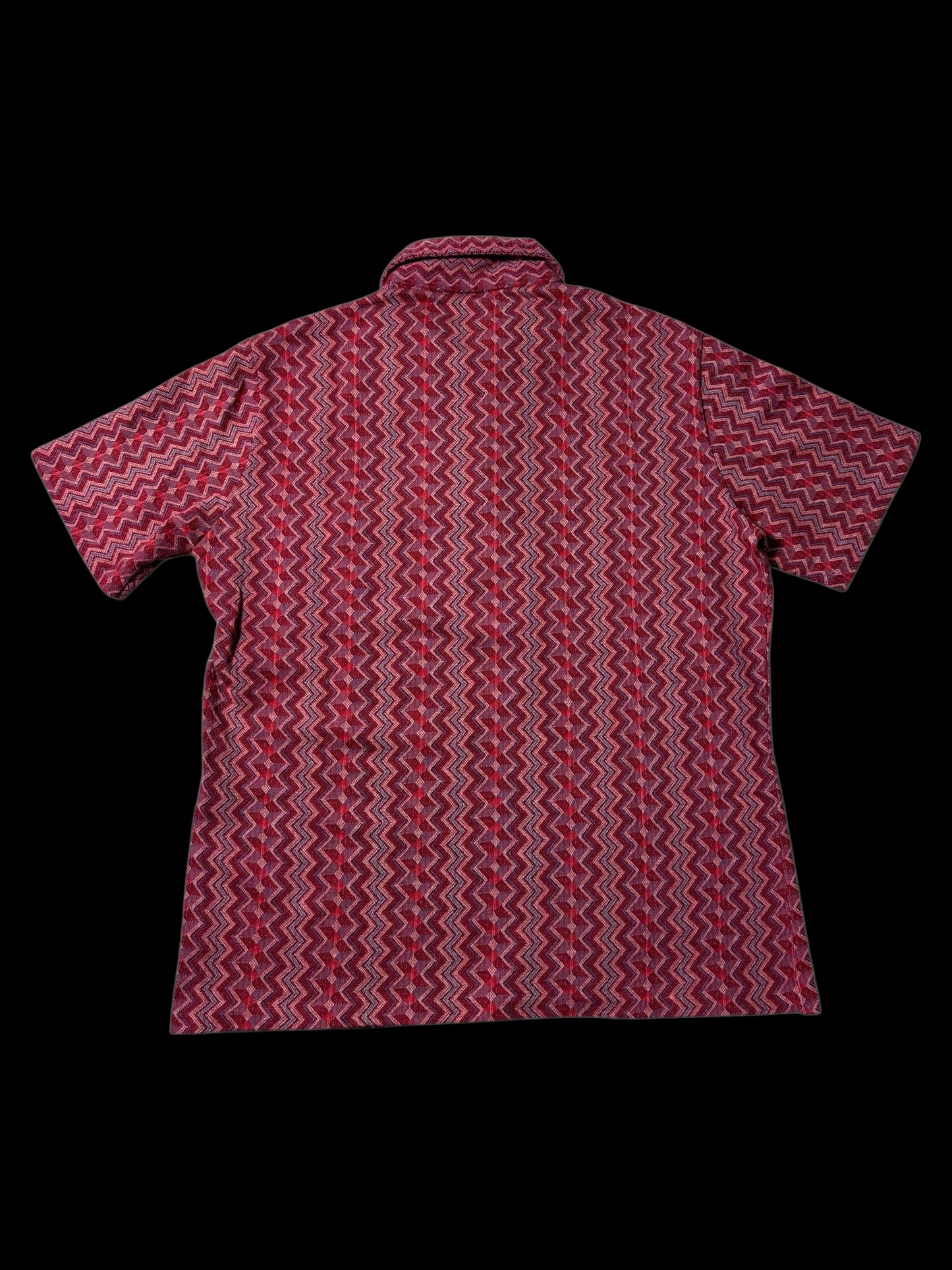 True Vintage 1950s–60s Hartog for May Co Woven Jacquard Shirt Zigzag Pattern