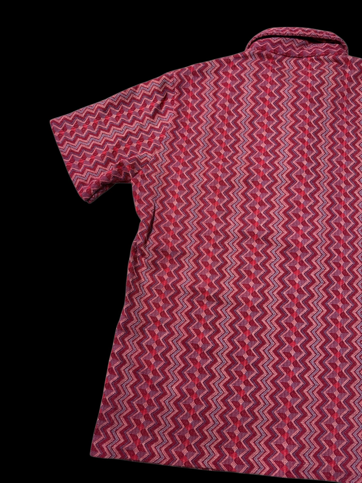 True Vintage 1950s–60s Hartog for May Co Woven Jacquard Shirt Zigzag Pattern