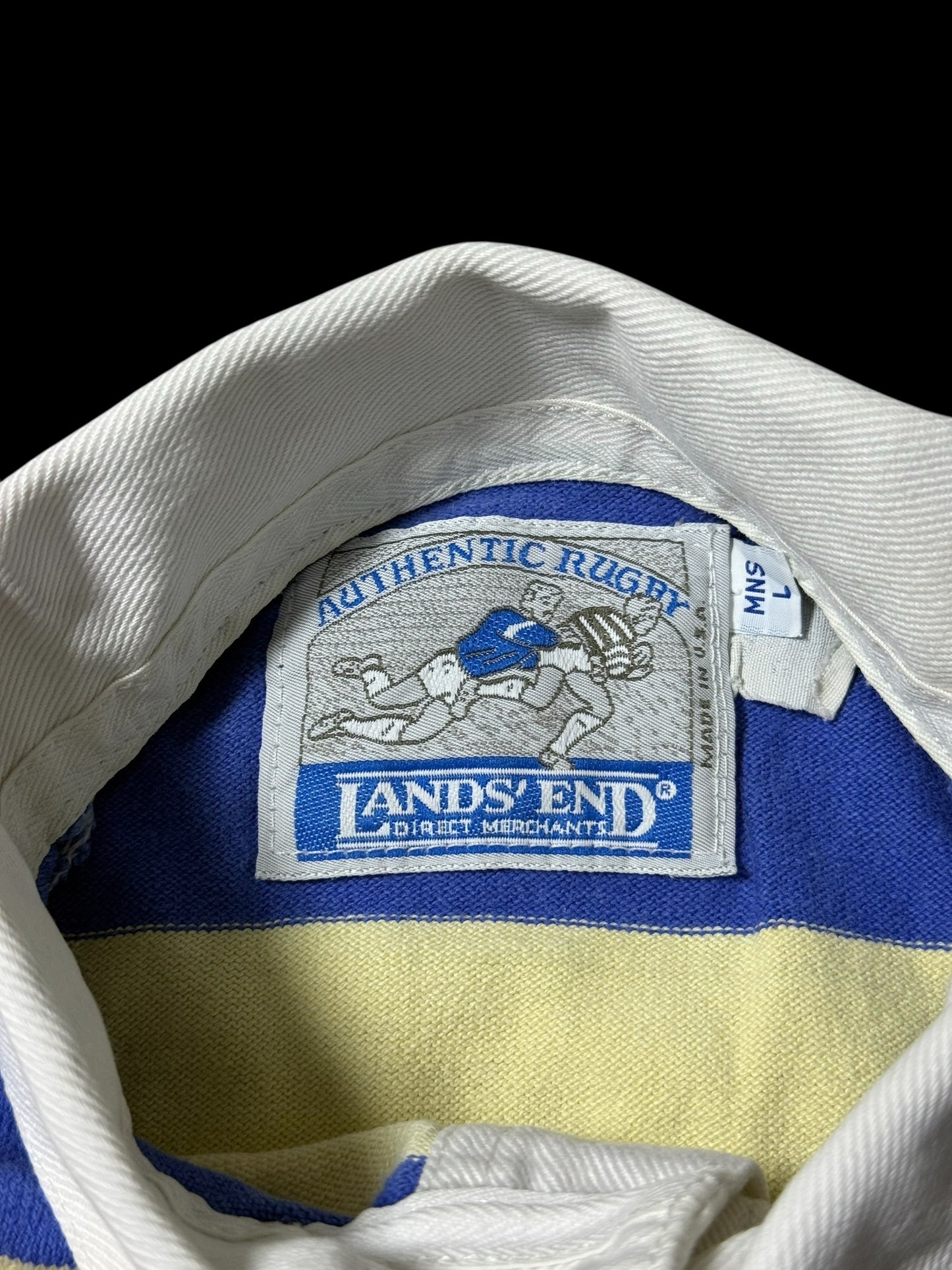 Vintage Lands’ End Authentic Rugby Shirt Long Sleeve Stripe Made In Usa