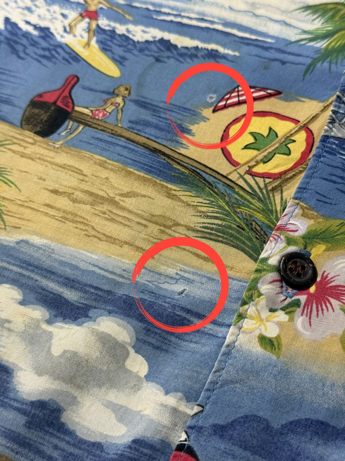 Vintage 1990s Reyn Spooner Rayon Hawaiian Aloha Shirt Scenic Print